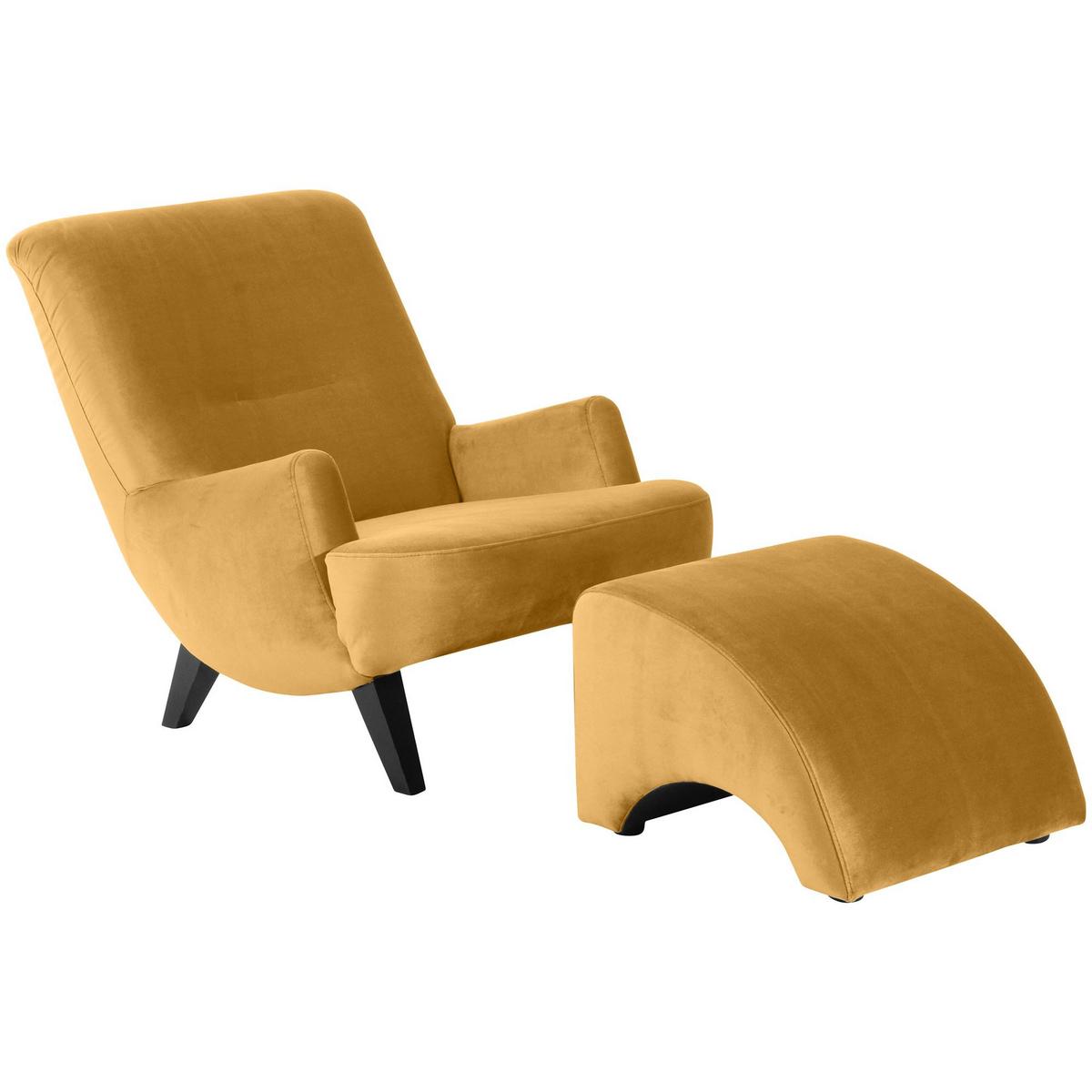 POLSTERHOCKER Kajsa Samtvelours mais - Currygelb, Kunststoff (52/37/54cm) - 58aufmkessel
