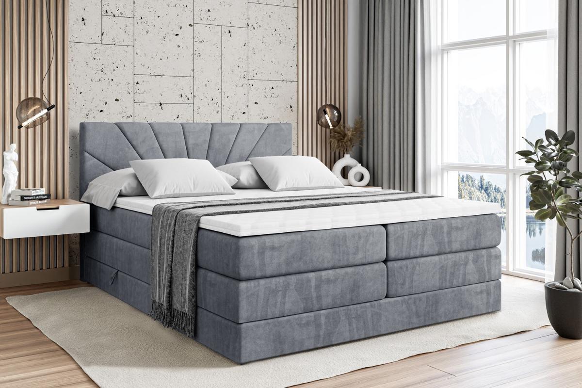 BOXSPRINGBETT MILTIO KING - 140x200 - H3/H4 - Grau - Grau, Holzwerkstoff (140/200cm) - ALTDECOR