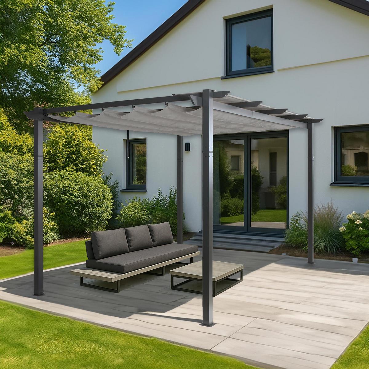 PERGOLA Grau - Grau, Metall (400/240/300cm) - MCW