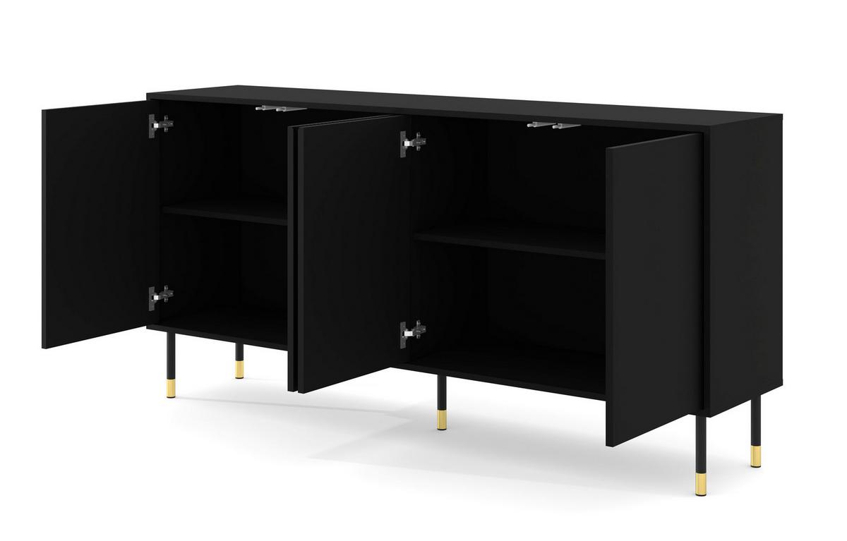 KOMMODE Schwarz, Gold 180/88/40 - Schwarz, Holzwerkstoff (180/88/40cm) - RAUMHIRSCH FURNITURE