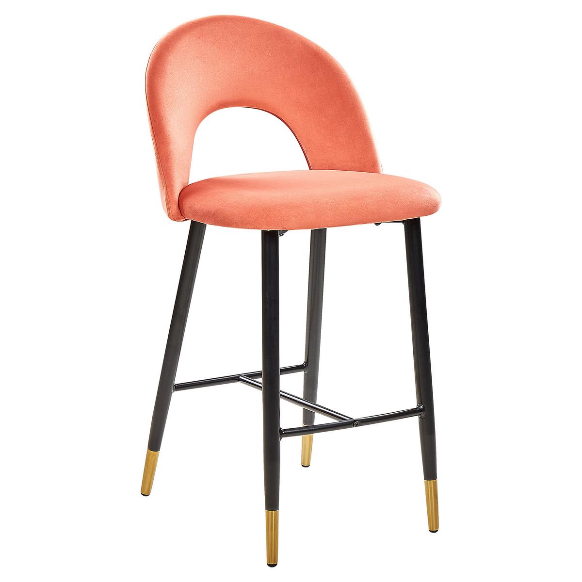 BARSTUHL 2er-Set Samtstoff Rot Falton - Rot, Textil/Metall (48/98/49cm) - Beliani