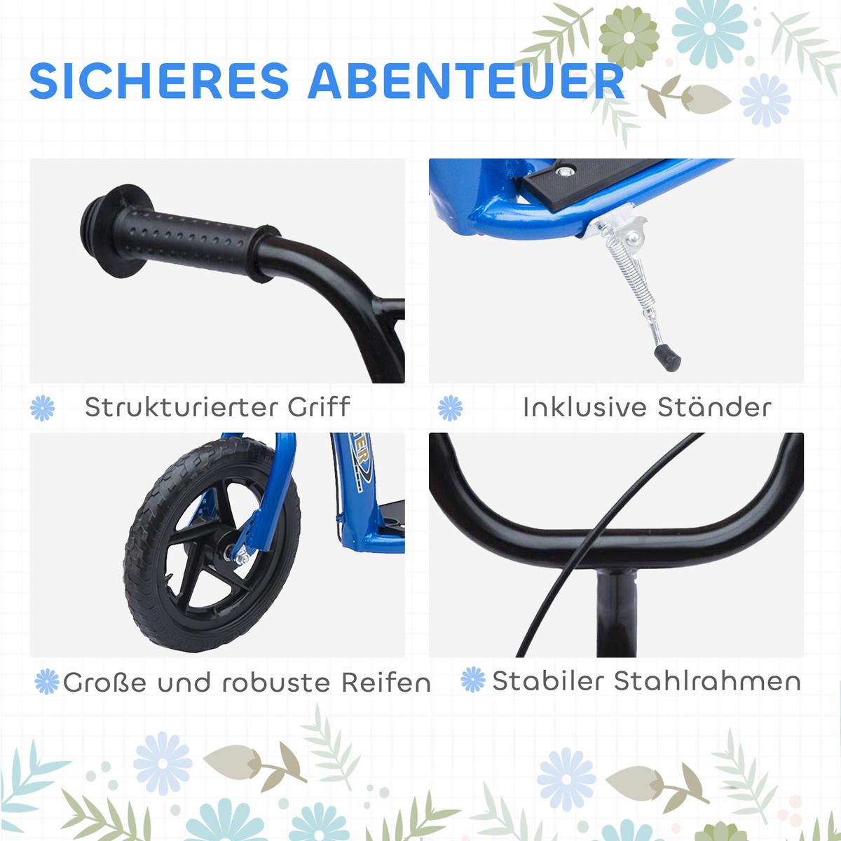 KINDERROLLER, Schwarz/Rosa/Blau/Rot, Stahl+ PVA - Blau, Metall (120/52/80cm) - HOMCOM