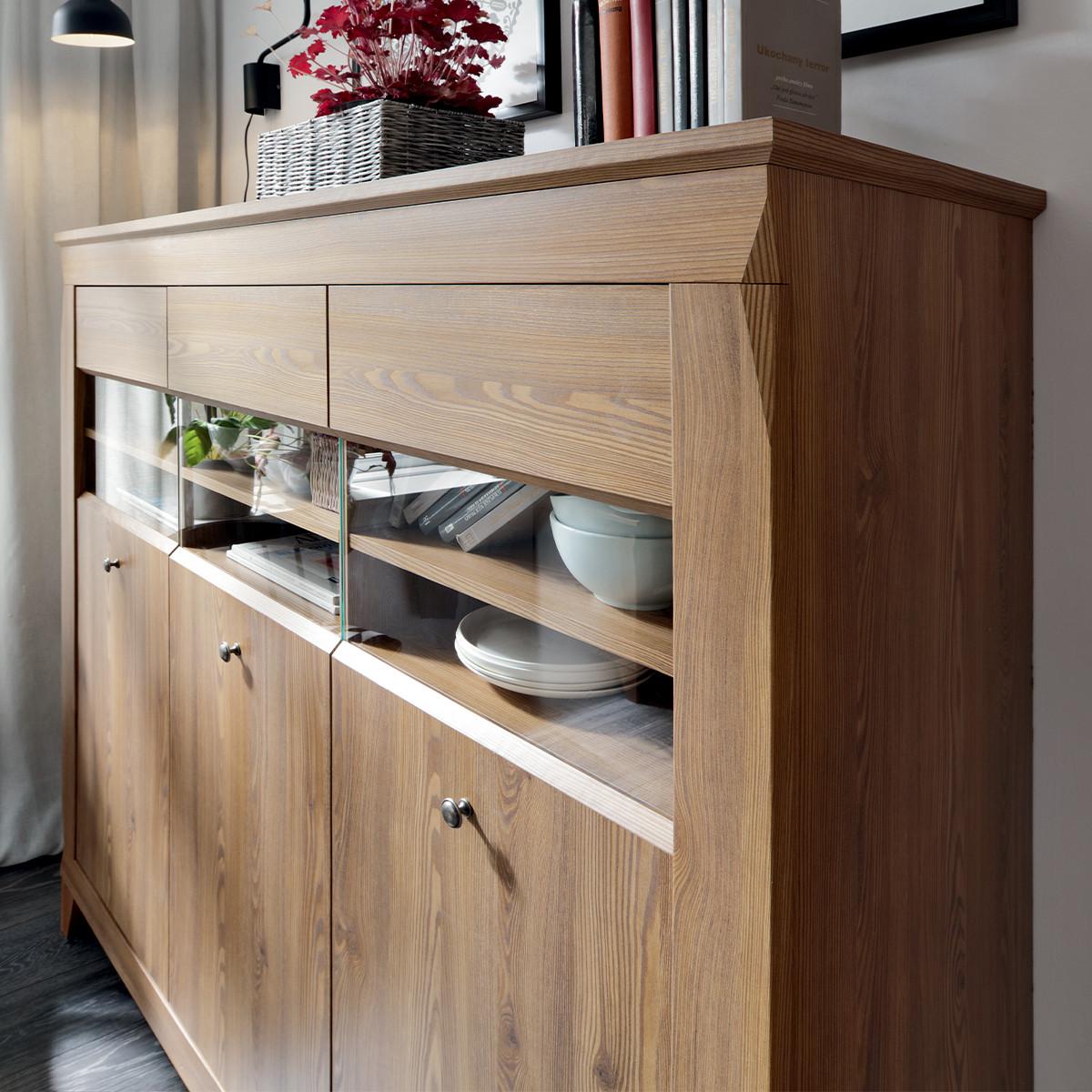 GESCHIRRSCHRANK Raya Holz - Braun, Holzwerkstoff (156/150/47cm) - Petits-meubles