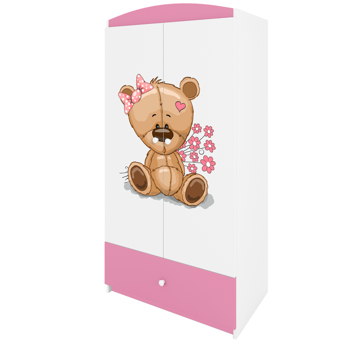 KINDERKLEIDERSCHRANK Teddybär II - Hellrosa, Holzwerkstoff (90/175/52cm) - RAUMHIRSCH FURNITURE