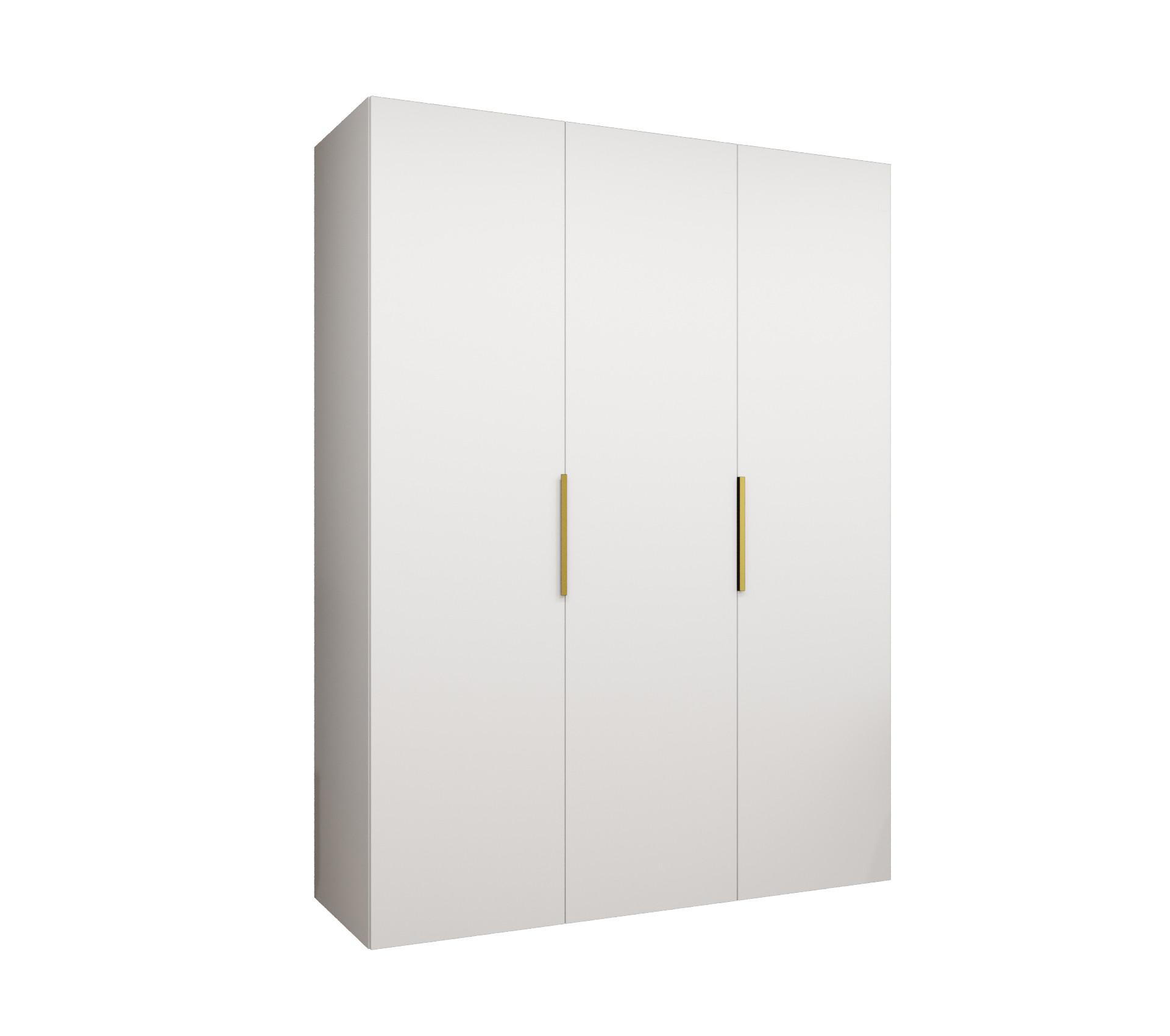 DREHTÜRENSCHRANK 202/150/52 3-türig - Goldfarben/Weiß, Holz (150/202/52cm) - MÖBEL KRYSPOL