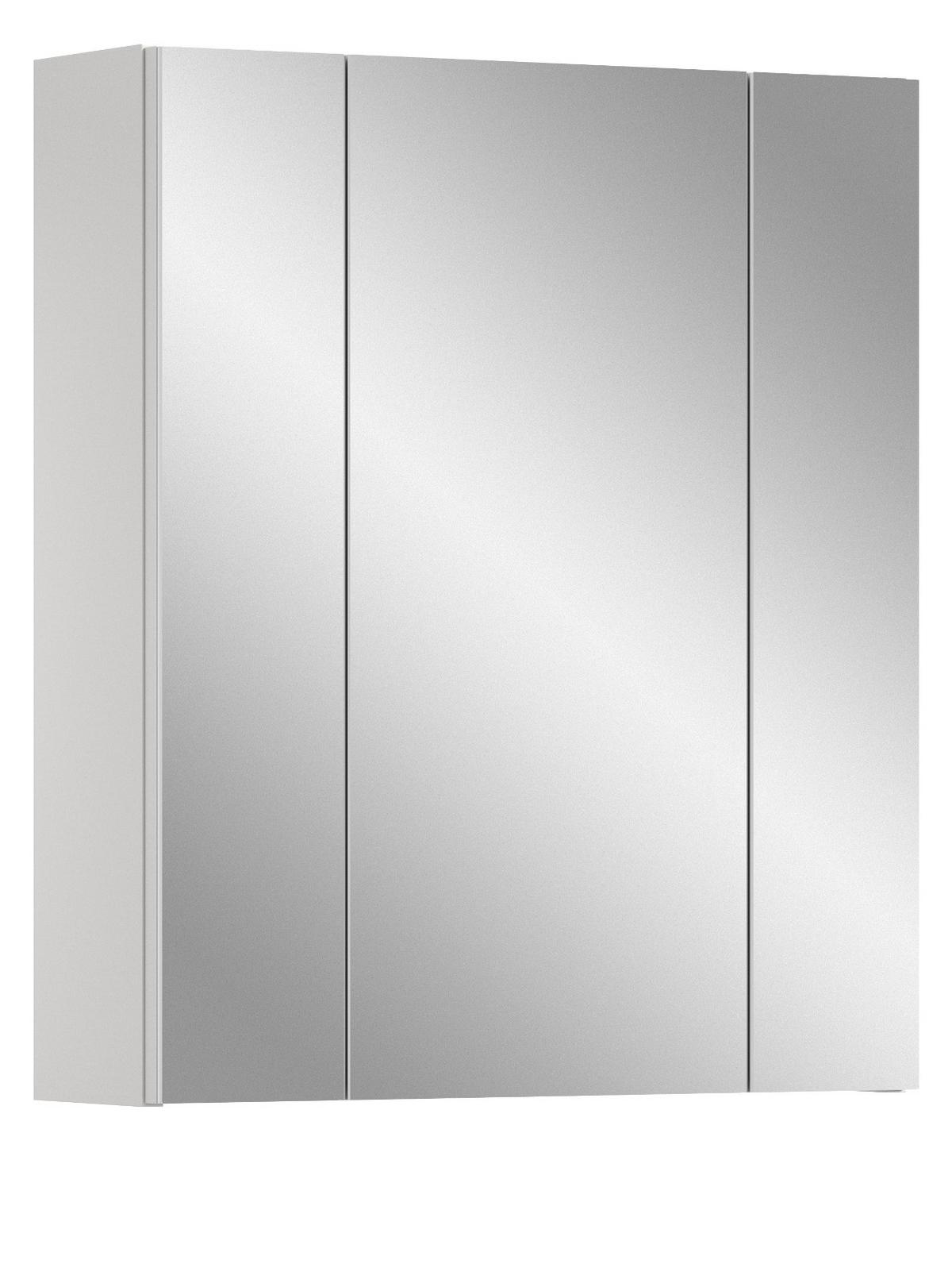 SPIEGELSCHRANK weiß 60 x 70 cm, Badschrank 3-türig mit Spiegel - Weiß, Glas/Holzwerkstoff (60/70/18cm) - Inn.Furn