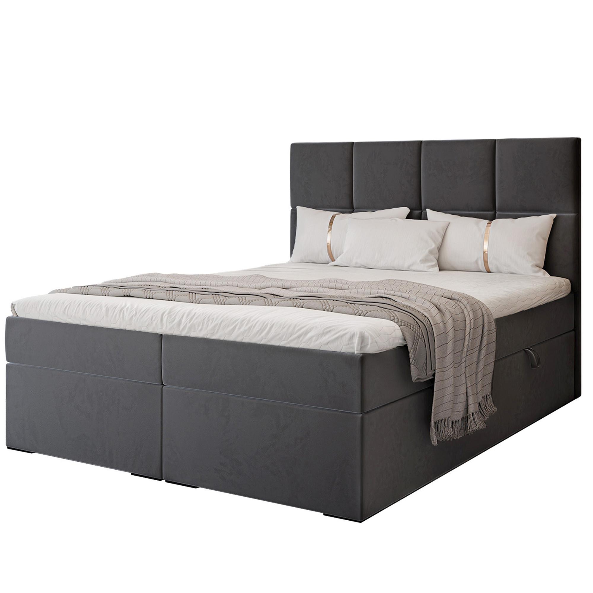 BOXBETT 120x200 cm mit Topper - Dunkelgrau, Textil (200/200cm) - Idohome