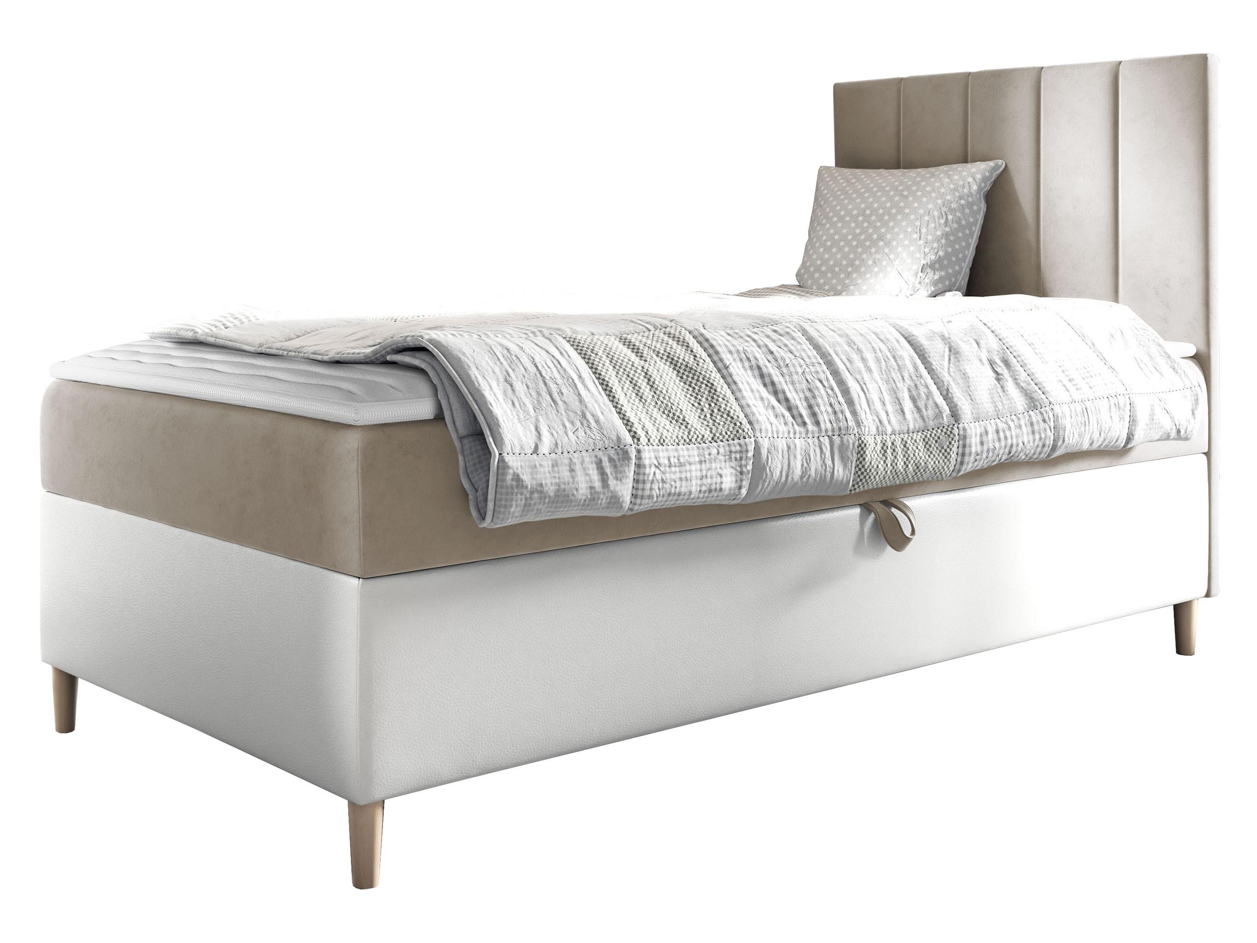 BOXBETT Maja Junior 1, Seite zum Öffnen des Bettkastens: Rechts - H3 - Creme/Weiß, Holz (90/200cm) - MIRJAN24