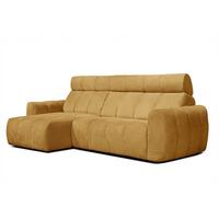 ECKSOFA KIMI 3-Sitzer, ausziehbarer Sitz, verstellbare Kopfstützen, senfgelb - Gelb/Schwarz, Holzwerkstoff/Textil (270/160cm) - Wozimo