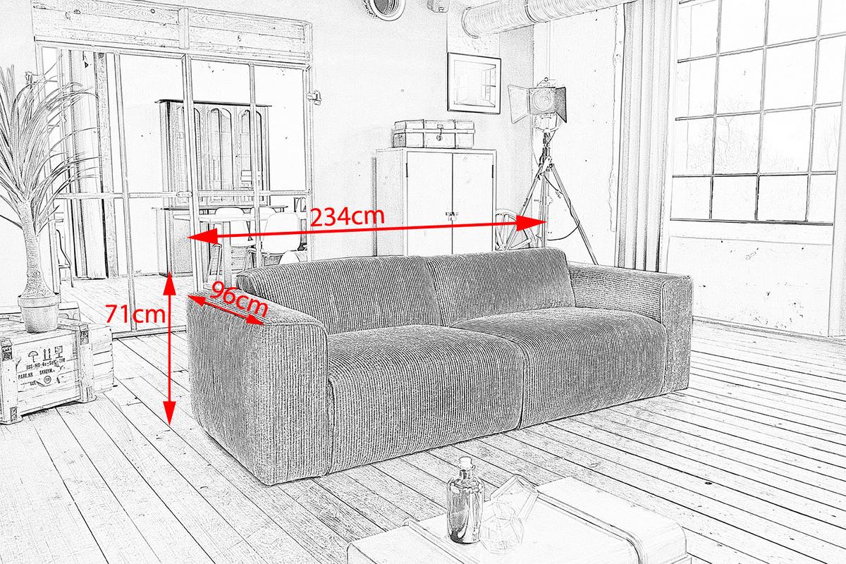 SOFA NELE Beige Cord - Beige/Schwarz, Textil (234/71/96cm) - KAWOLA