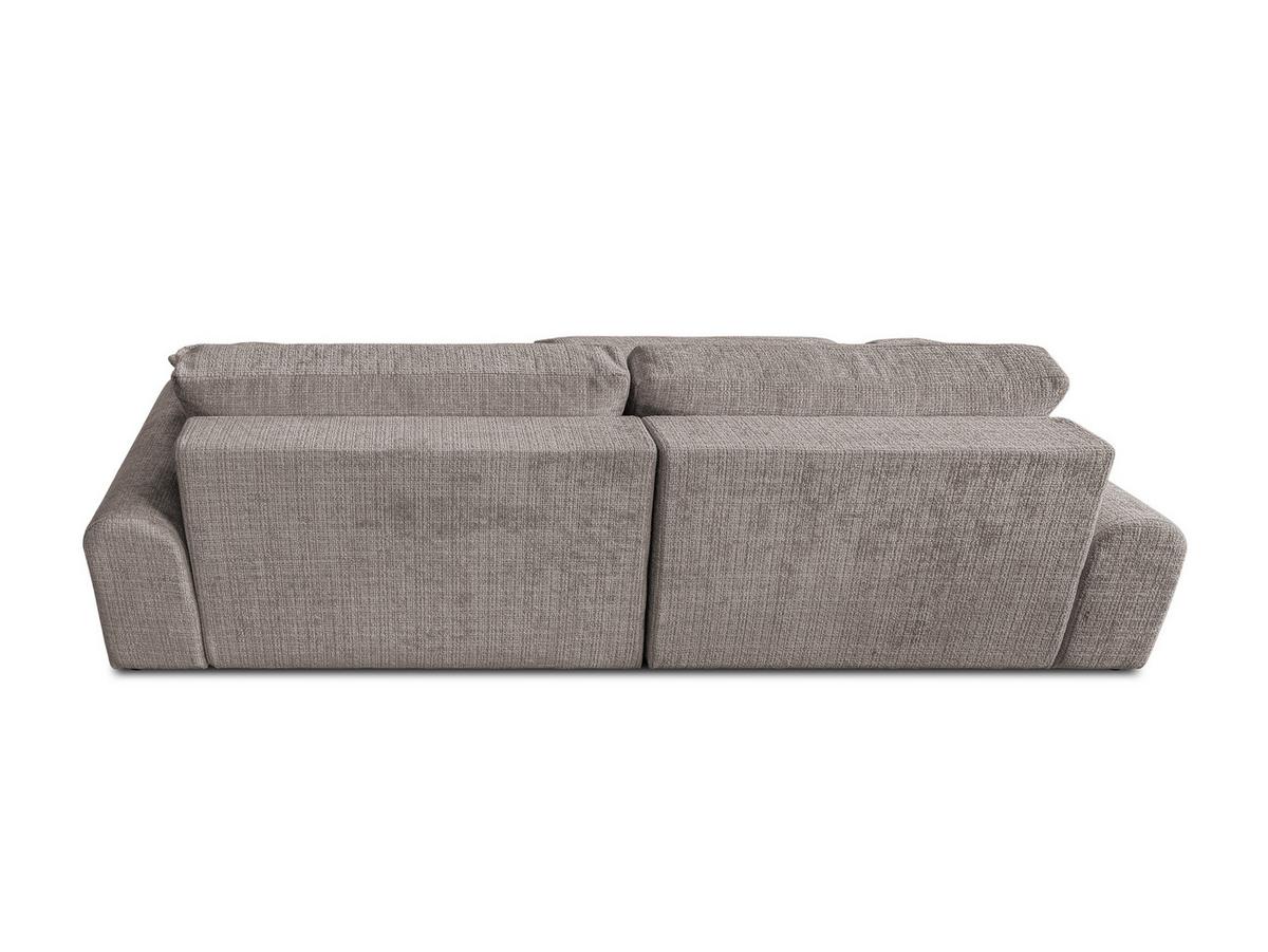 ECKSOFA Melvano mit Schlaffunktion und Bettkasten im Japandi-Stil aus weichem Taupe Chenille-Stoff - Taupe/Schwarz, Holz/Kunststoff (145/240cm) - S-Style