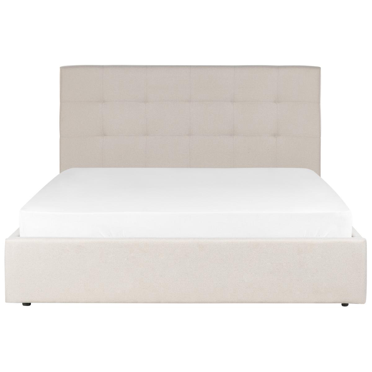 BETT mit Stauraum 160/200 cm Stoff Beige Lorient - Beige, Textil (160/200cm) - Beliani