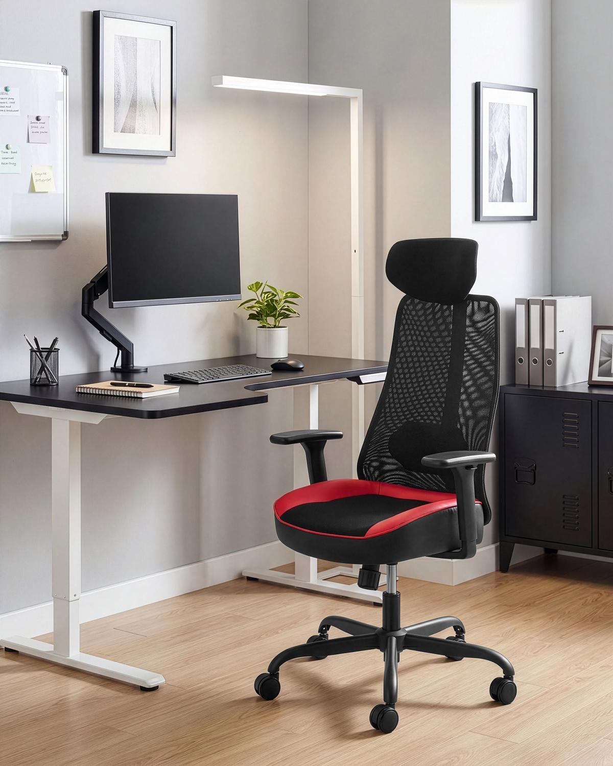 BÜROSTUHL Rot Stryke - Rot/Schwarz, Kunststoff/Textil (70/115/70cm) - Beliani