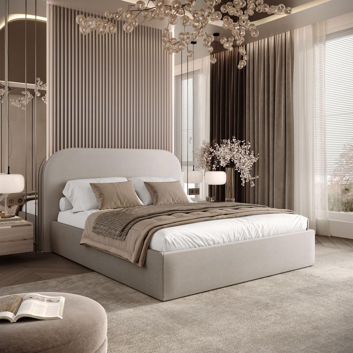 POLSTERBETT OLIMPIA mit Bettkasten 160x200, Castel 80 - Alufarben, Textil (160/200cm) - Lookway