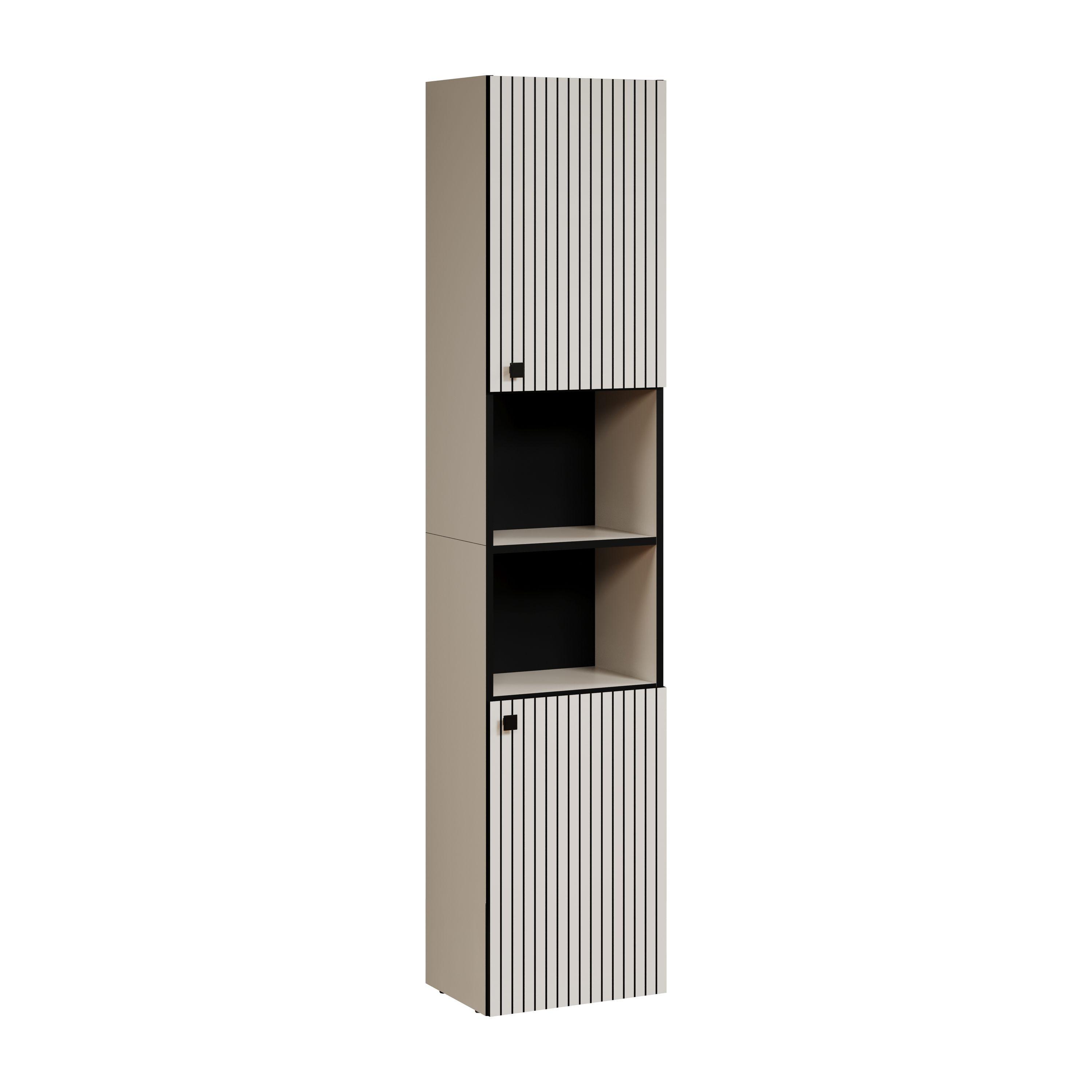 BADEZIMMERSÄULE mit Rillen, 2 Türen und 2 Fächern - purebliss 112/15/44,5 cm - Hellgrau, Holzwerkstoff (40/186/31cm) - Trendteam