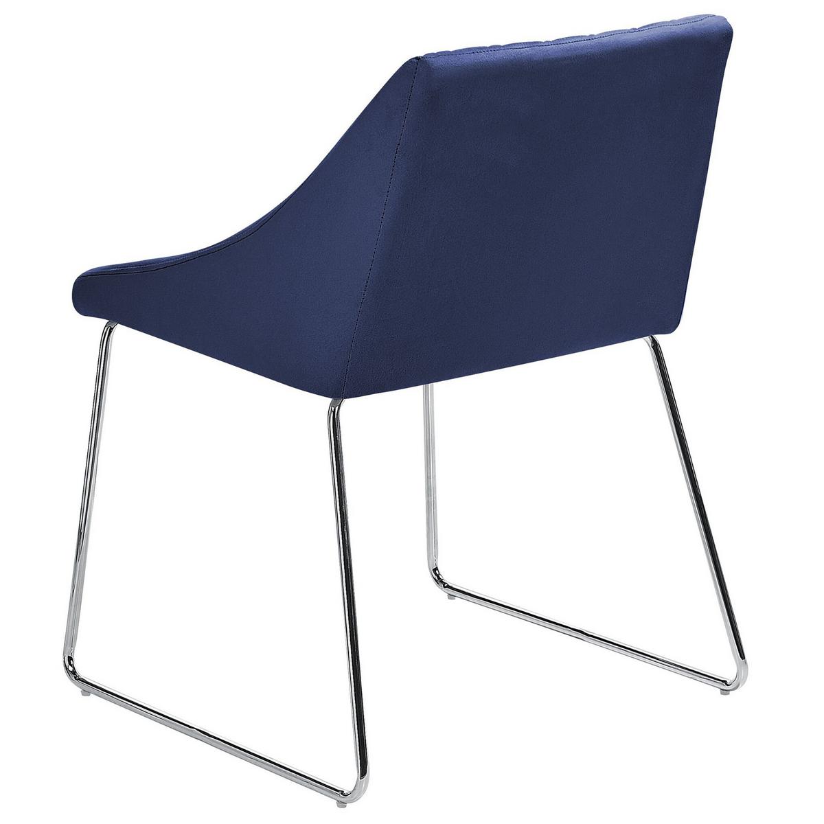 ESSZIMMERSTUHL 2er-Set Samtstoff Dunkelblau Arcata - Blau, Textil/Metall (55/79/57cm) - Beliani