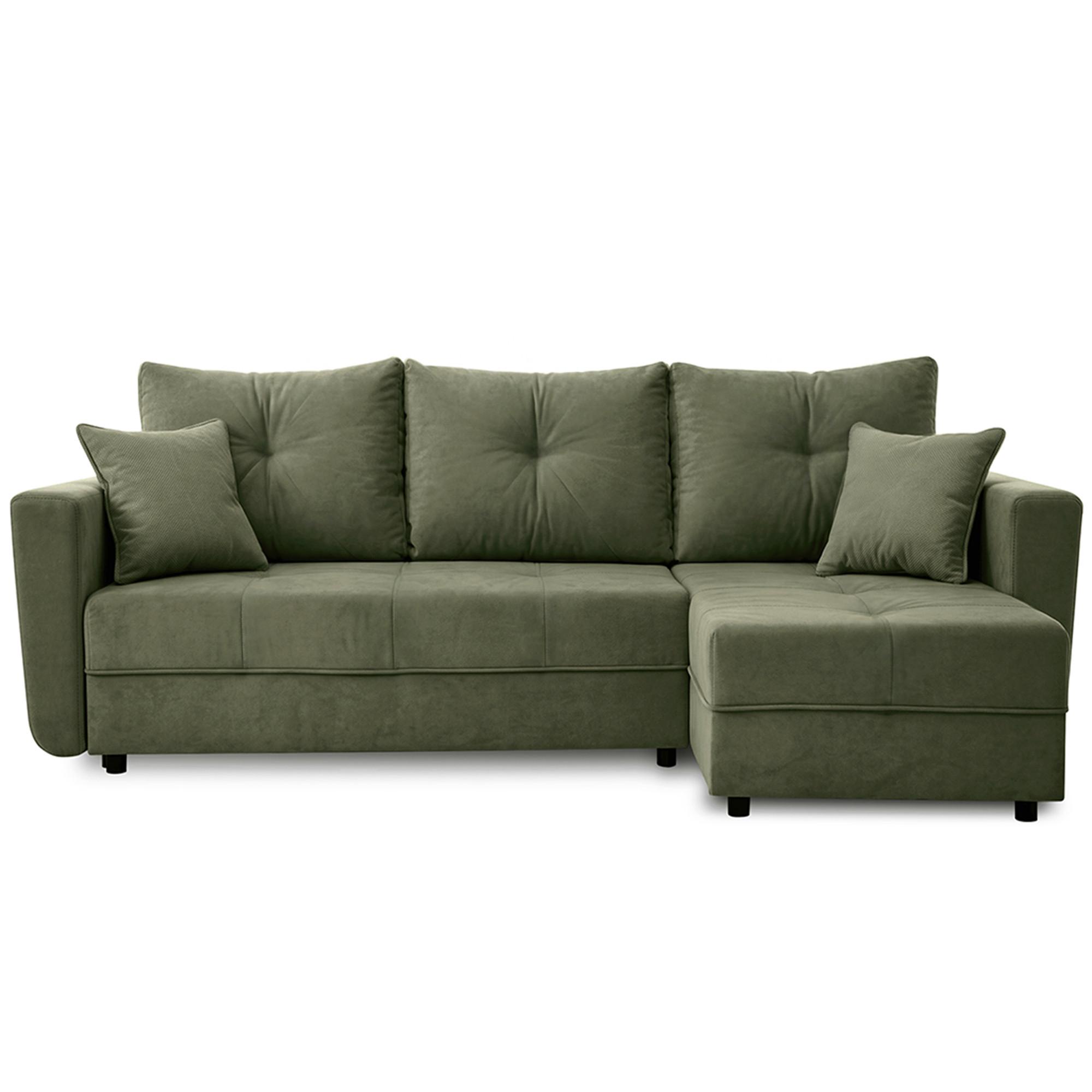 ECKSCHLAFSOFA Verona mit Bettkasten und universeller Ottomane 240 cm, Olivgrün - Olivgrün, Textil (240/148cm) - Beautysofa