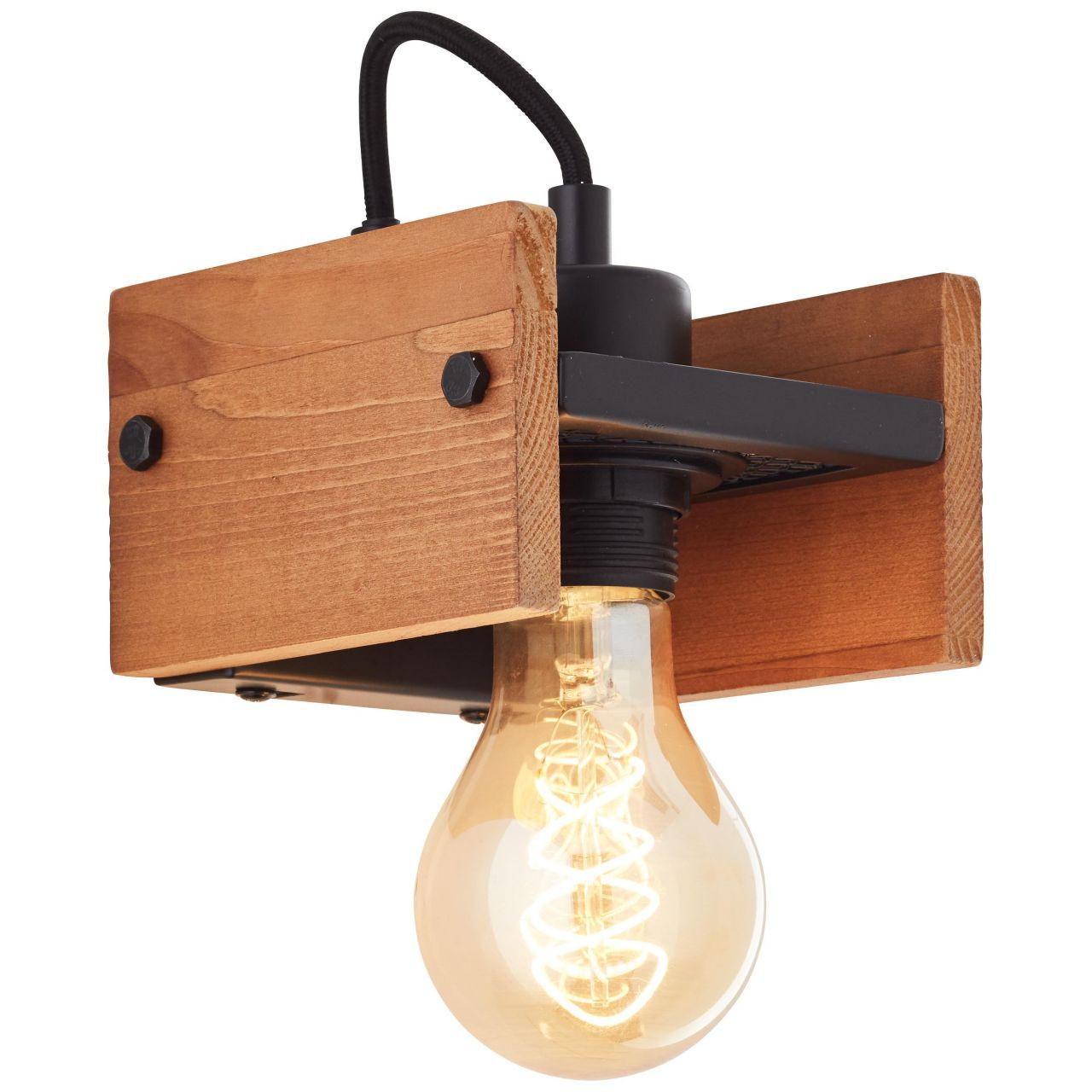 WANDLEUCHTE Calandra 99448/76 - Schwarz, Holz (12.4/11/12.5cm) - Brilliant
