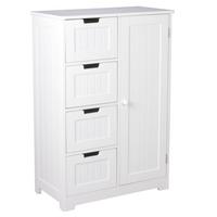 BADSCHRANK Weiß 30x83x30 cm im Landhausstil aus MDF mit 4 Schubladen - Weiß, Holz (56/83/30cm) - KADIMA DESIGN