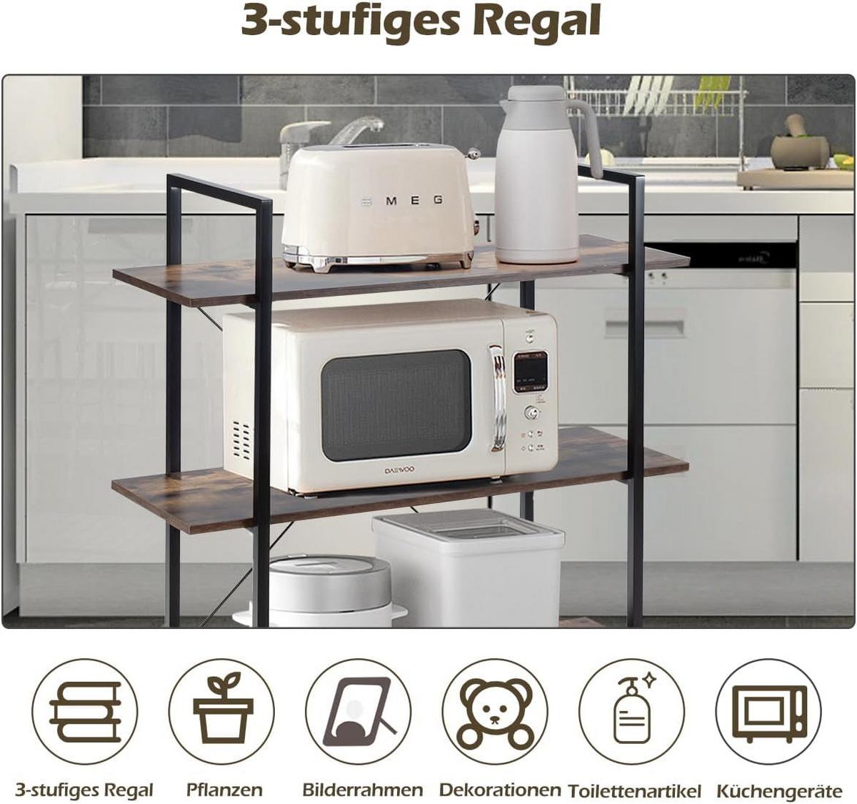 BUCHERREGAL Vintage Eiche Dekor - Alteiche, Holz (90/99/36cm) - COSTWAY