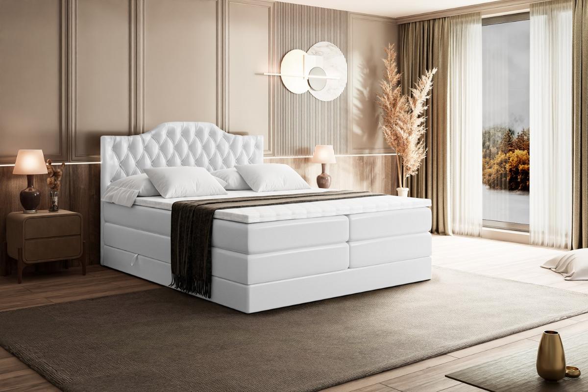 BOXSPRINGBETT VILA-1 KING - 140x200 - H3/H4 - Weiß Hochglanz - Weiß Hochglanz, Holzwerkstoff (140/200cm) - ALTDECOR