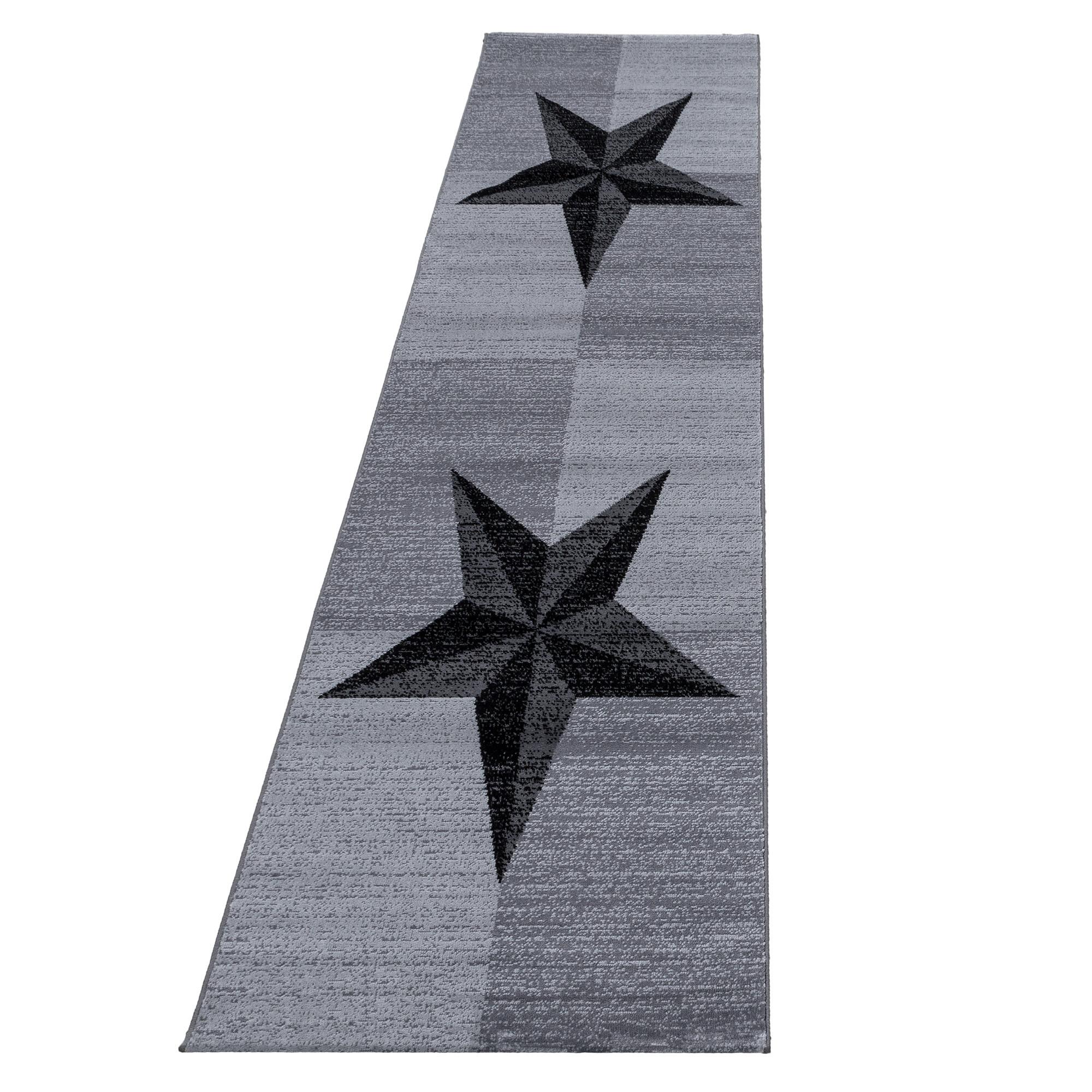 TEPPICH Kurzflor INN in Grau, mit Sternen-Motiv, 80 x 300 cm - Grau, Textil (80/300cm) - KADIMA DESIGN