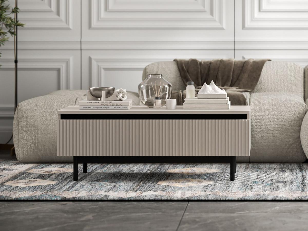 COUCHTISCH Selene Kaschmir matt 109 cm mit Metallrahmen - Kaschmir/Schwarz, Holzwerkstoff/Metall (50/109/39cm) - Meble Lindner