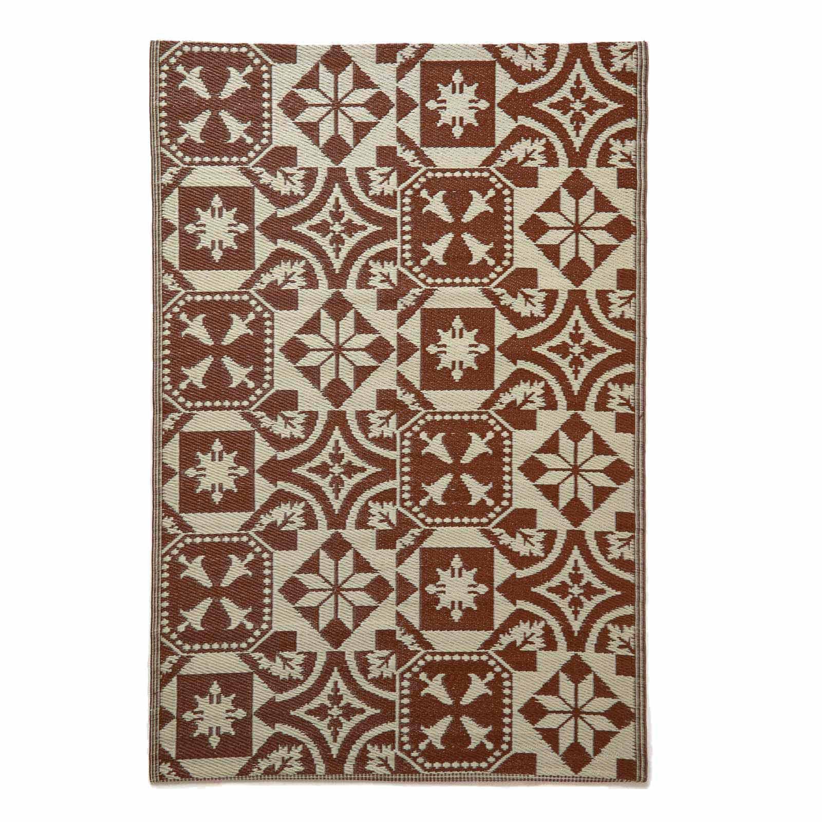 OUTDOORTEPPICH Kachel-Muster 120/180 cm - Braun, Kunststoff (122/182cm) - Homescapes