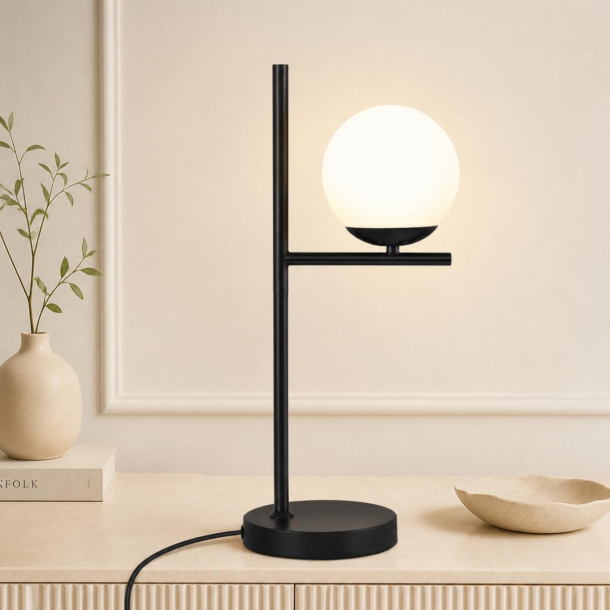 TISCHLAMPE Zara 22/15/50 cm - Schwarz, Glas/Metall (22/15/50cm) - ZMH