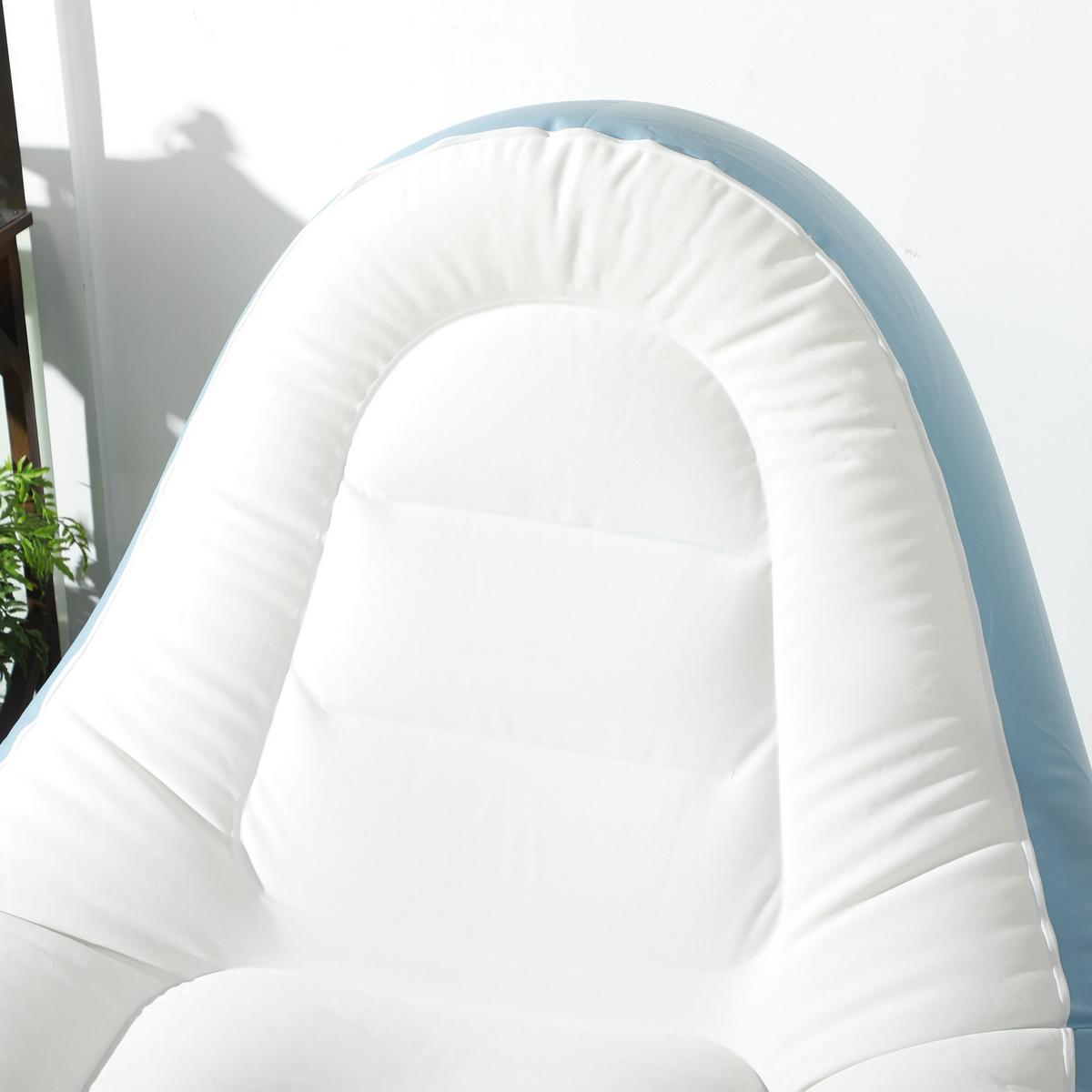 AUFBLASBARES SOFA, Weiß+Blau, Kunststoff - Weiß, Kunststoff (100/87/100cm) - Outsunny