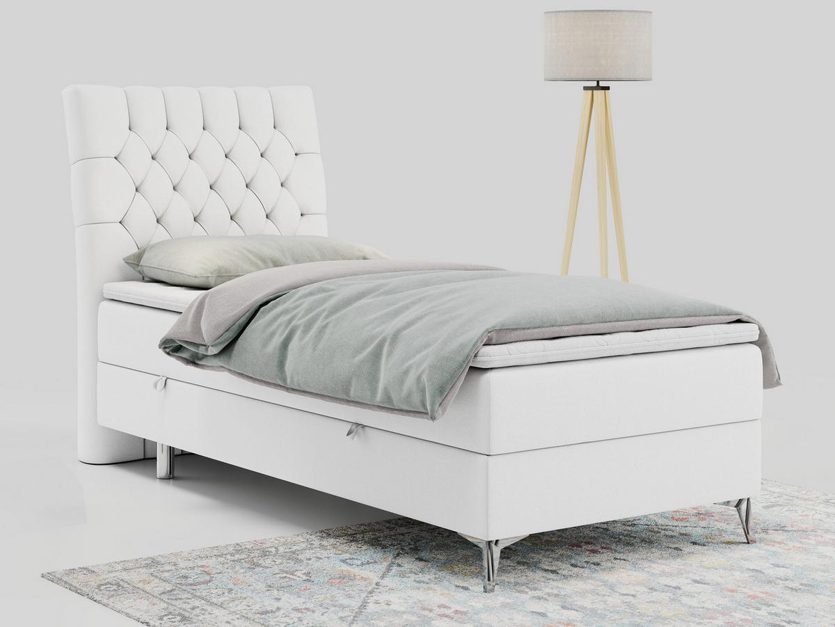 BOXBETT MILEN 90/200 Weiß Kunstleder - H3 - Links Seite - Weiß, Holz/Textil (90/200cm) - MKS