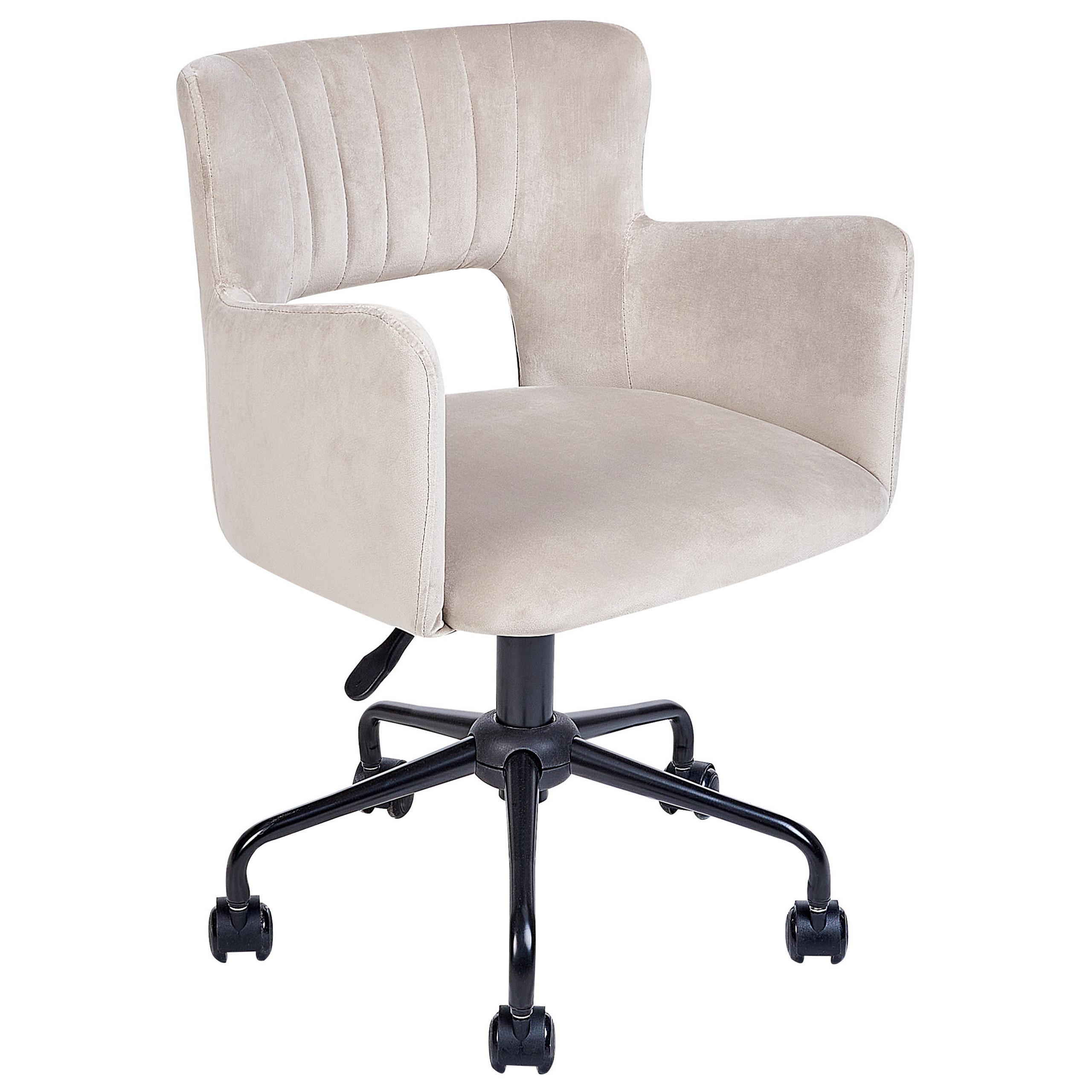 BÜROSTUHL Samtstoff Beige Sanilac - Beige, Textil/Metall (62/71/62cm) - Beliani