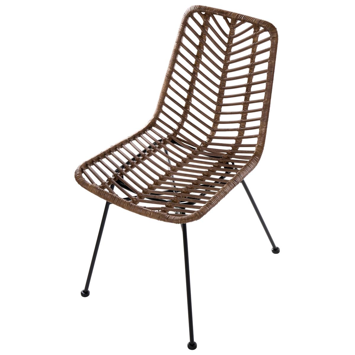 ESSZIMMERSTUHL 2er-Set Rattan Braun Dilley - Braun, Naturmaterialien (45/83/60cm) - Beliani