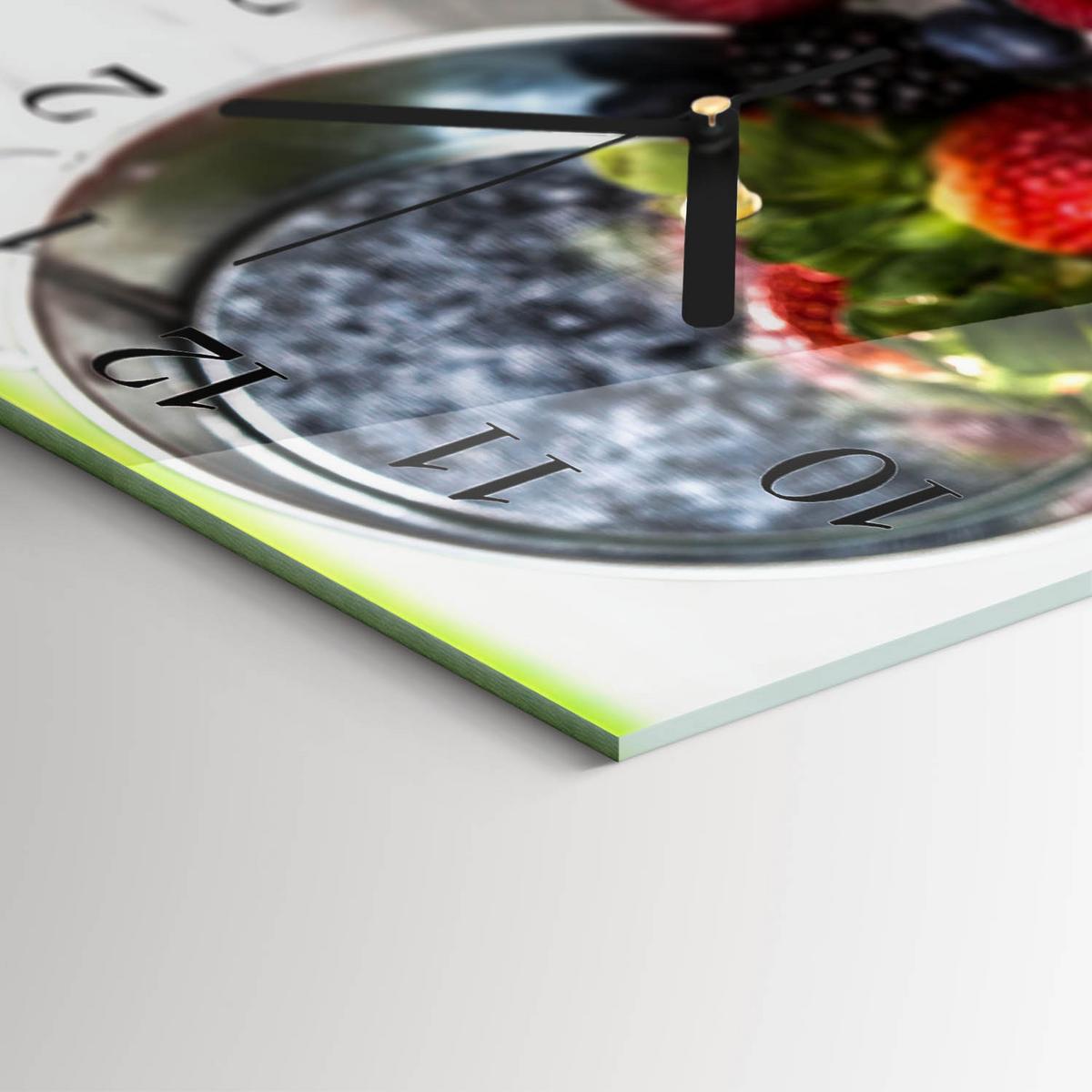 WANDUHR aus Glas 60x30 cm - Waldfrüchte - Rot, Glas (60/30/0.4cm) - TULUP