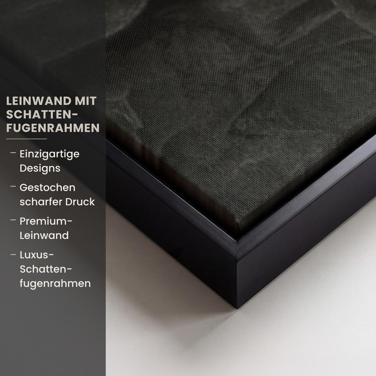 LEINWAND Bilder mit Rahmen - Blätter - Gold - Baum - Fels - 80x120 - Schwarz, Textil (80/120cm) - MuchoWow