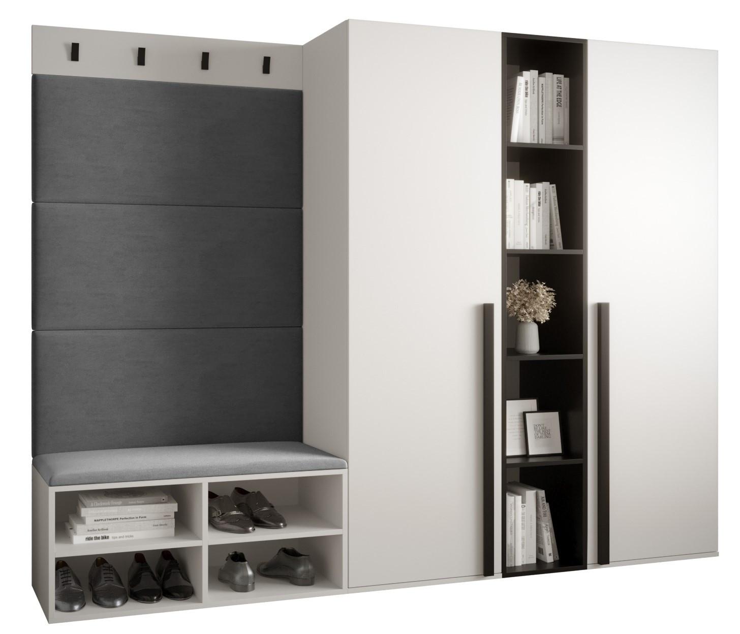 GARDEROBEN-SET 214/184/42 - Schwarz/Weiß, Holz/Kunststoff (214/184/42cm) - MÖBEL KRYSPOL