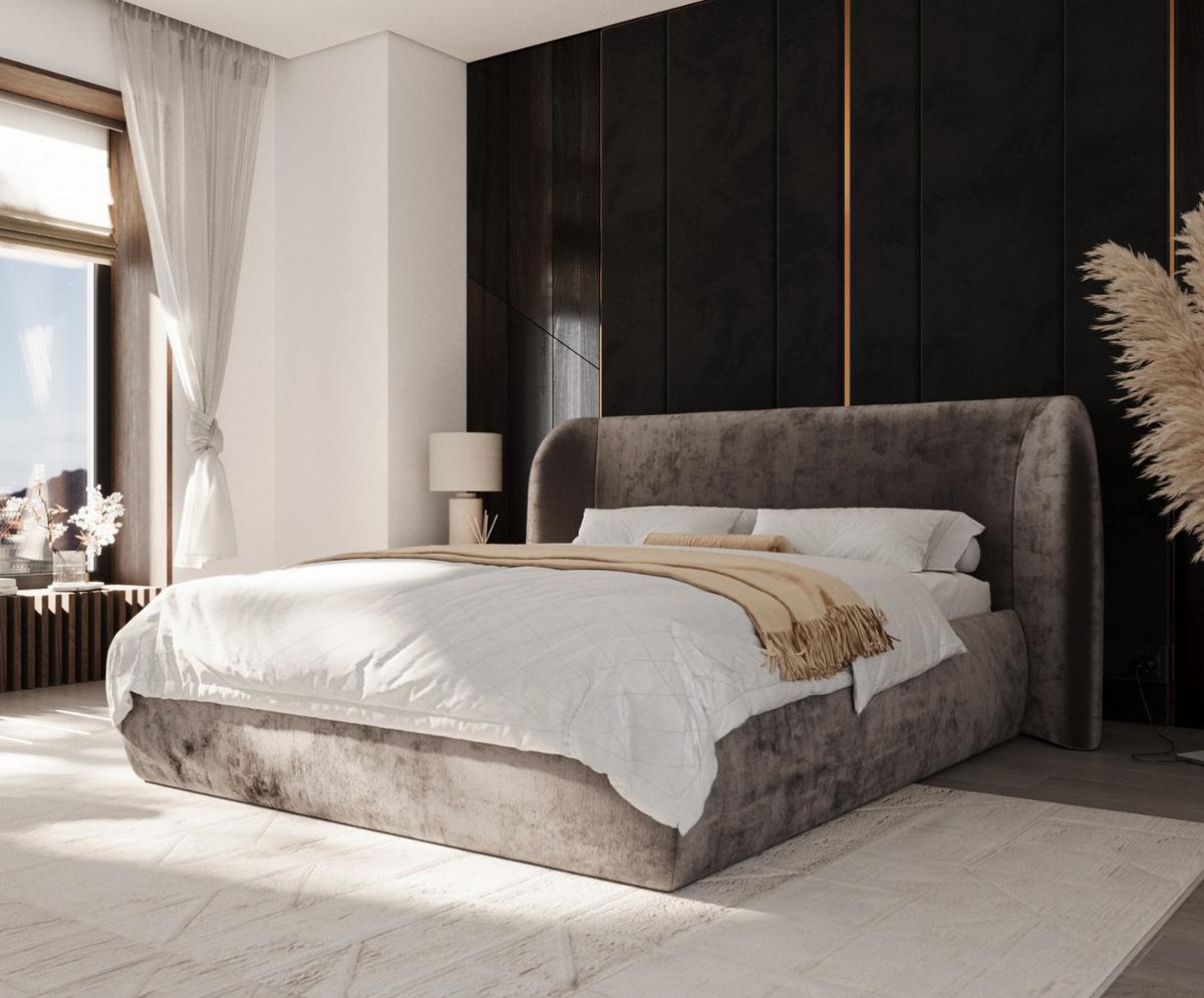 POLSTERBETT Bellano mit Stauraum 200/200 cm Braun im Lotta Stoff - Schwarz/Naturfarben, Holz/Holzwerkstoff (200/200cm) - AltaBeds