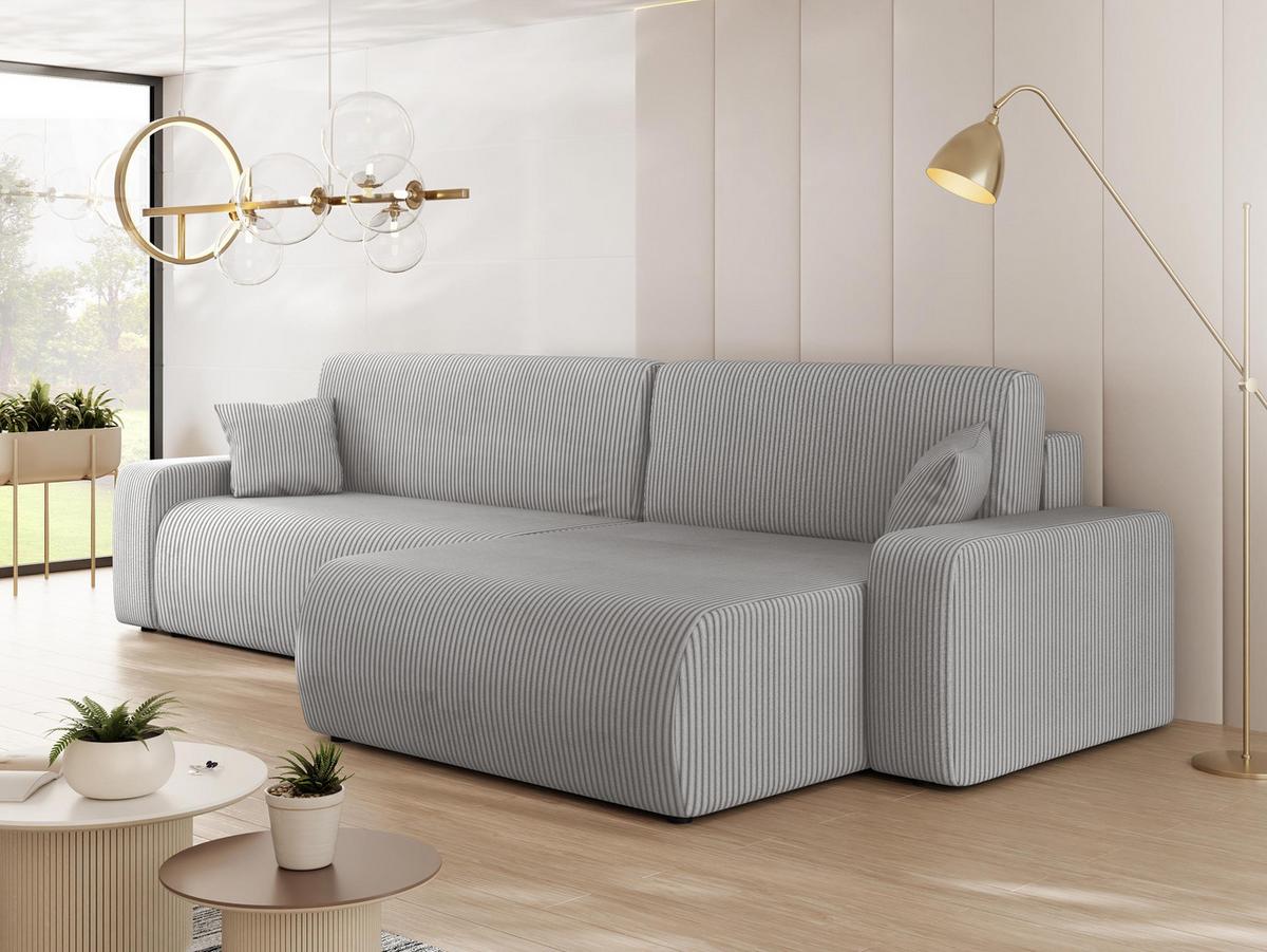 ECKSOFA Piano L Cord - Hellgrau/Schwarz, Holz/Kunststoff (274/145cm) - MIRJAN24