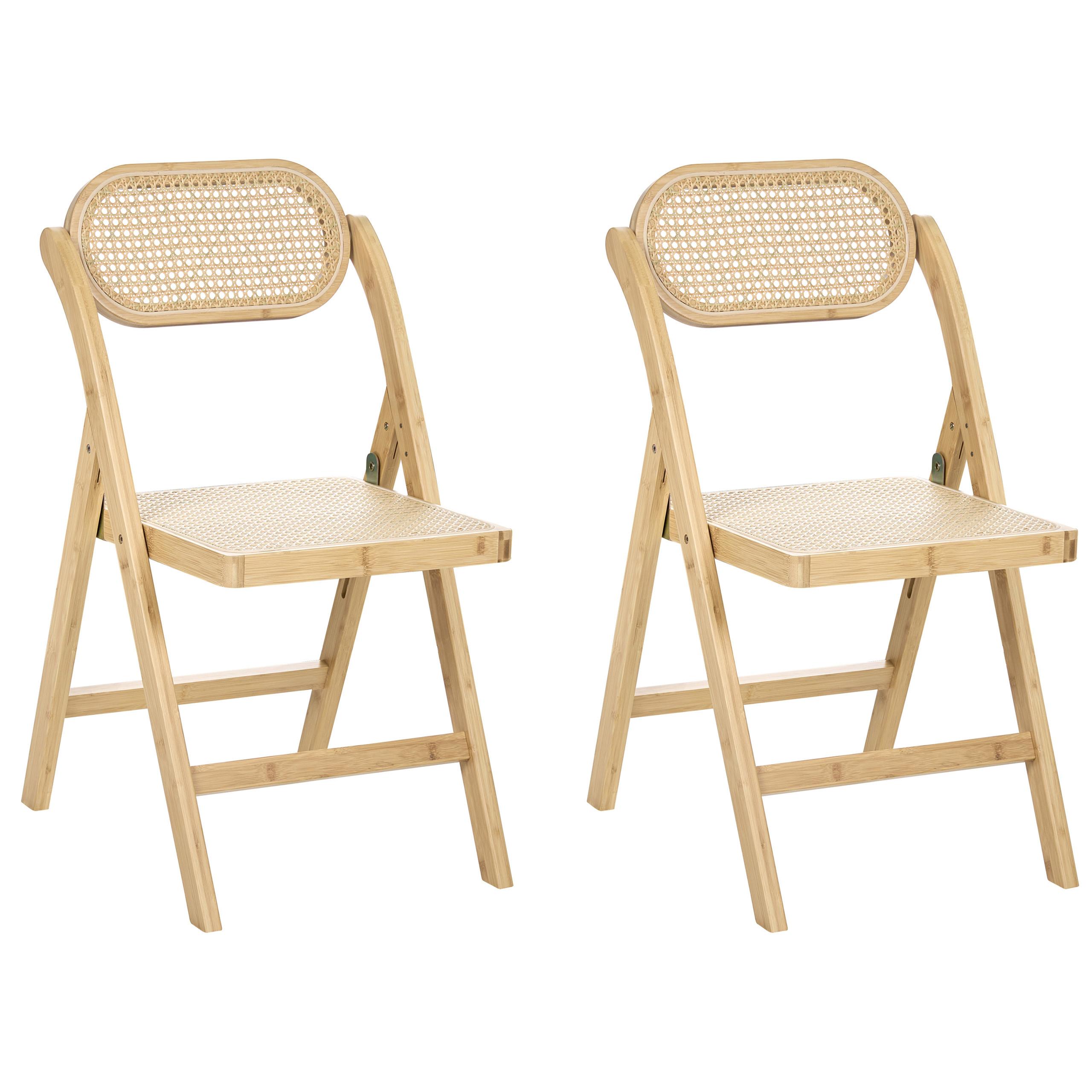 ESSZIMMERSTUHL 2er-Set klappbar Bambus Hellbraun Oraison - Hellbraun, Holz (45/84/54cm) - Beliani