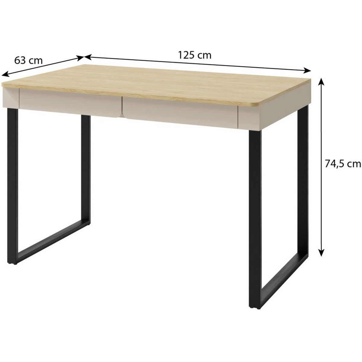 SCHREIBTISCH Lico für Jugendzimmer, mit 2 Schubalden, Sandbeige - Beige/Schwarz, Holzwerkstoff (63/140/74.5cm) - Beautysofa