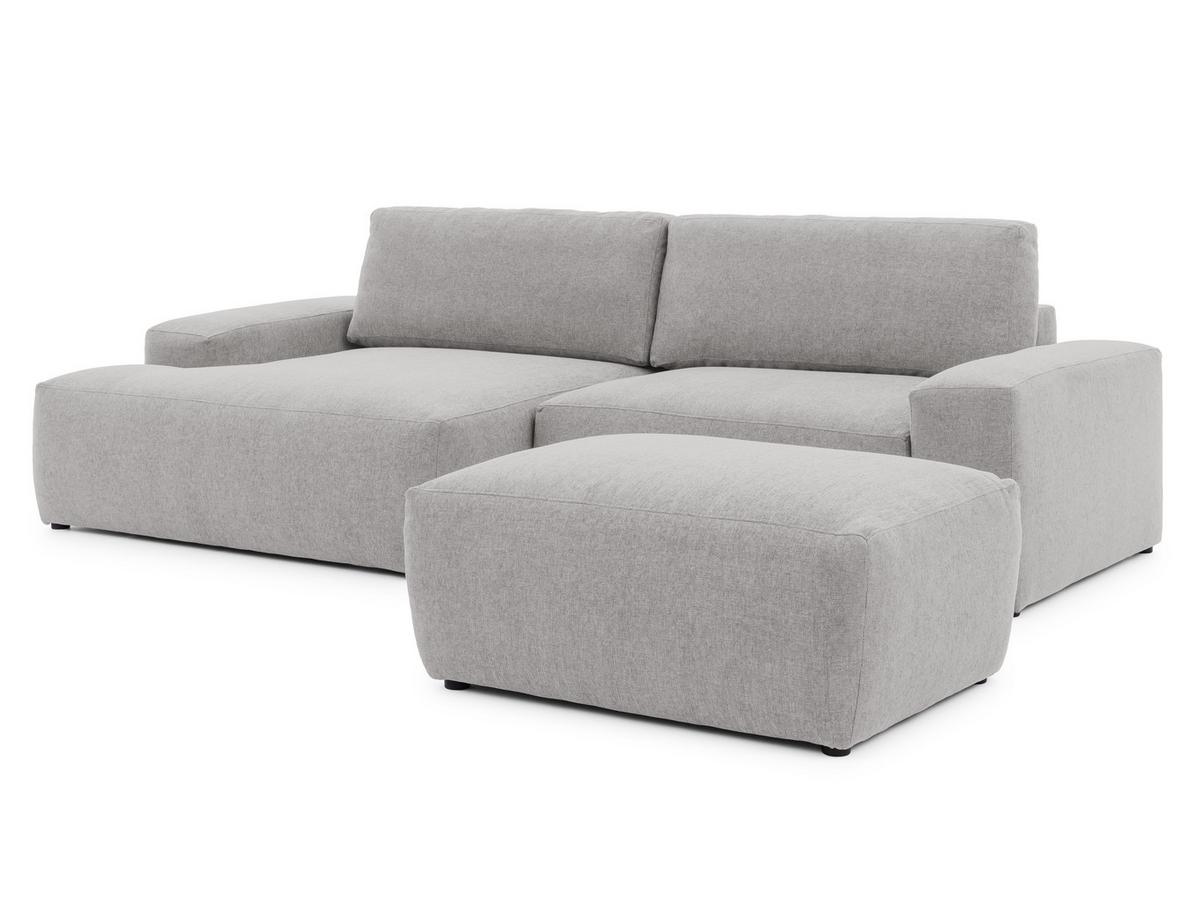 HOCKER Lennon aus Hellgrau Strukturstoff mit vielseitiger Nutzung - Hellgrau/Schwarz, Holz/Kunststoff (102/42/76cm) - S-Style