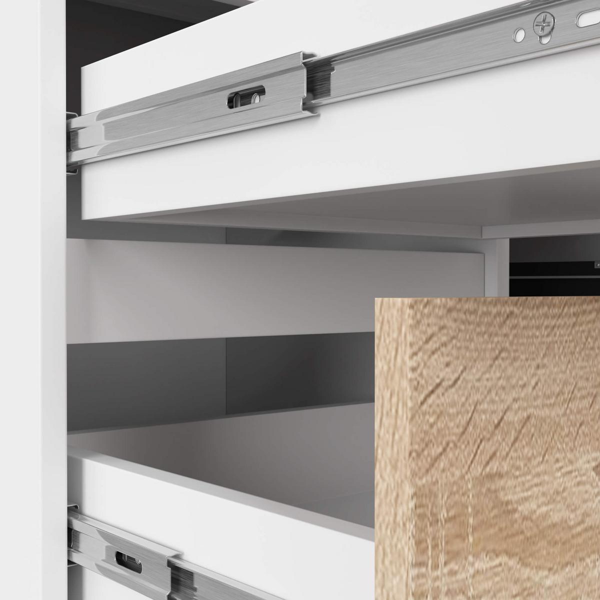 SCHREIBTISCH Weiß, Eiche Sonoma 77/155/85 - Weiß, Holzwerkstoff (135/60/77cm) - RAUMHIRSCH FURNITURE