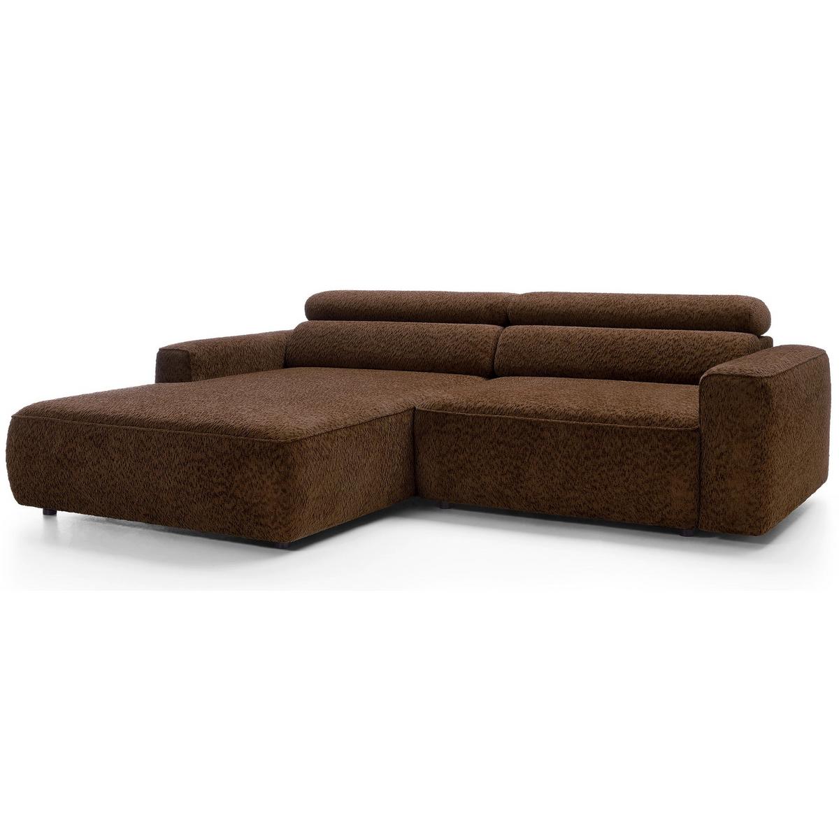 ECKSOFA Fando Braun Chenille - Schwarz/Braun, Kunststoff/Textil (252/182cm) - Selsey