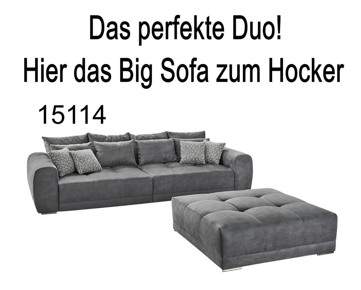 POLSTERHOCKER XXL Federkern B120/T120/H39 cm (passend zum BIG-SOFA) Mikrofaser Grau / 15139 - Chromfarben/Dunkelgrau, Textil/Metall (120/39/120cm) - luma-home
