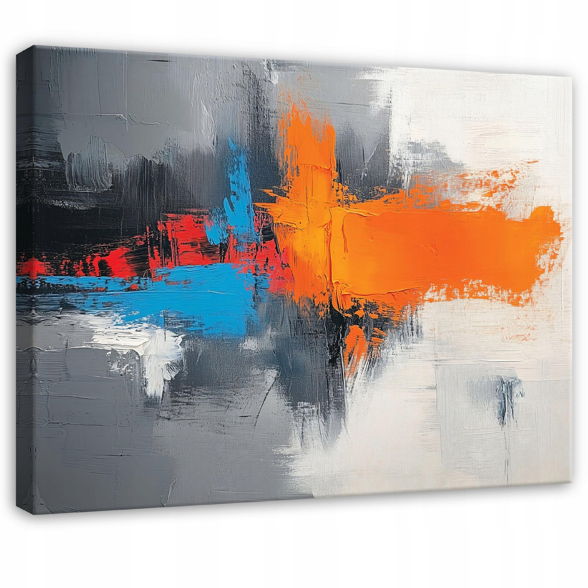 WANDDEKO Abstrakt Grau Bunt Bilder Modern Wohnzimmer 60x40 - Grau, Holzwerkstoff (60/40cm) - Wallarena