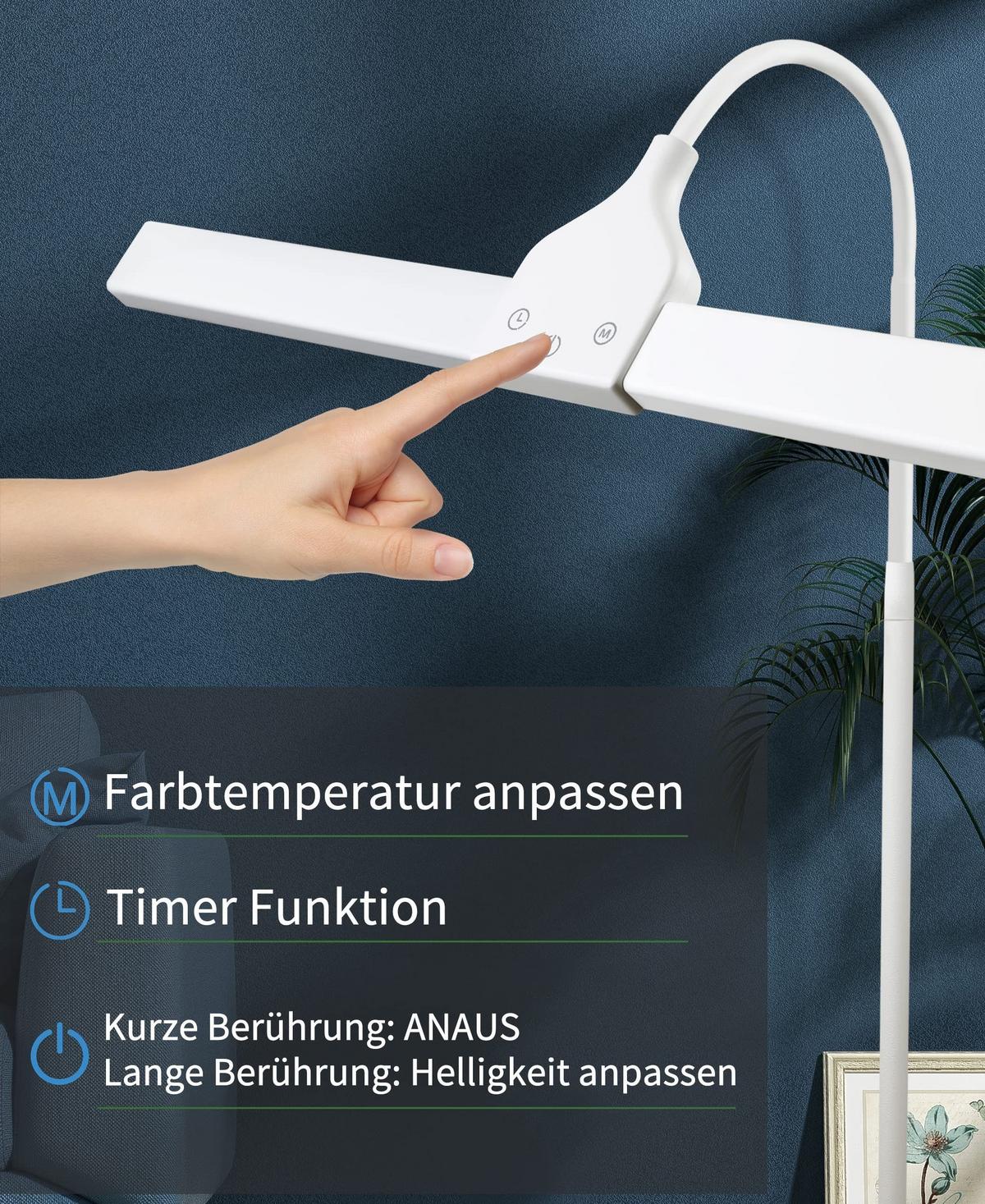 STEHLAMPE Lichtwin 26.0/22.0/156.0 cm - Weiß, Metall (156/26/22cm) - ZMH