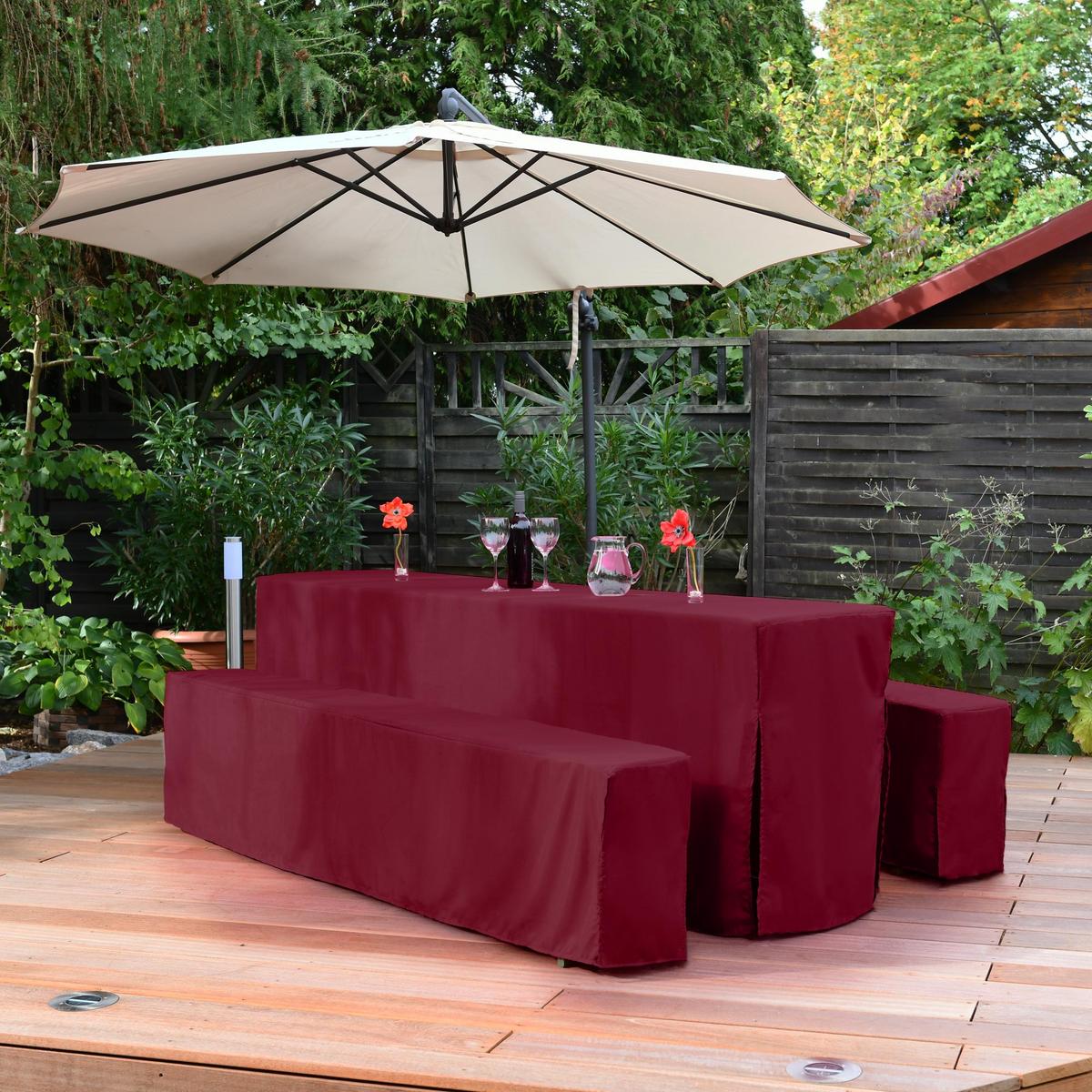 BIERTISCHHUSSE Premium L 70 cm Bordeaux 3tlg - Bordeaux, Textil (70/220cm) - Beautissu 