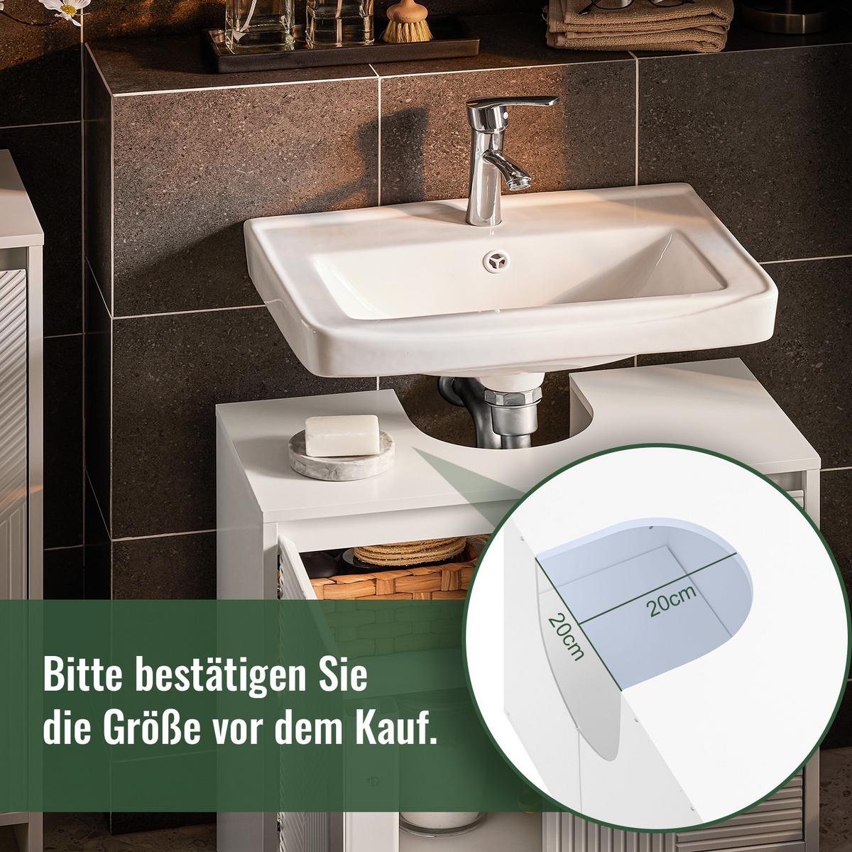 WASCHBECKENUNTERSCHRANK Weiß - Weiß, Holzwerkstoff (60/61/30cm) - SoBuy