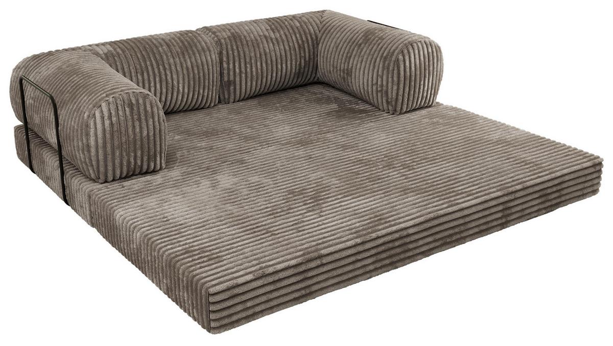 3-SITZER SOFA ORSETTO - Hellbraun Cord - Hellbraun/Schwarz, Textil/Metall (200/70/100cm) - MKS