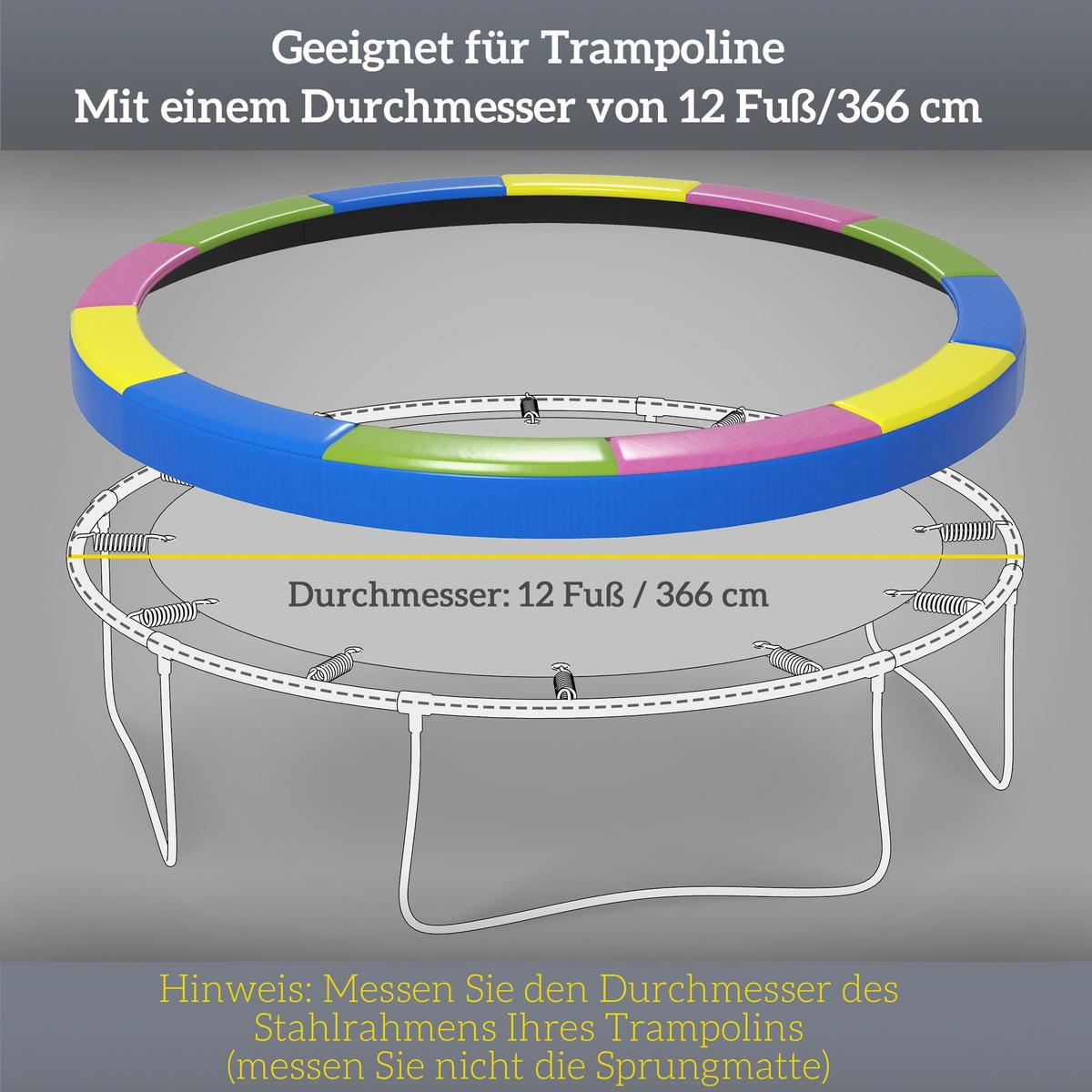 TRAMPOLIN Randabdeckung Kunststoff, PE Mehrfarbig - Blau, Kunststoff (366/366cm) - SPORTNOW